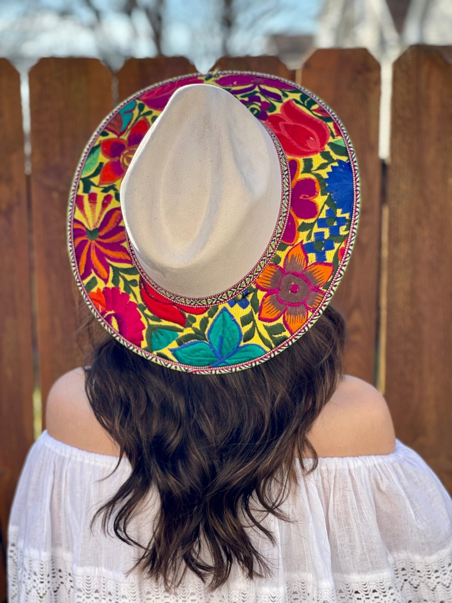 Mexican Artisanal Hat. Embroidered Mexican Hat. Colorful Suede Hat. Sombrero Gamuza Bordado - Solei Store