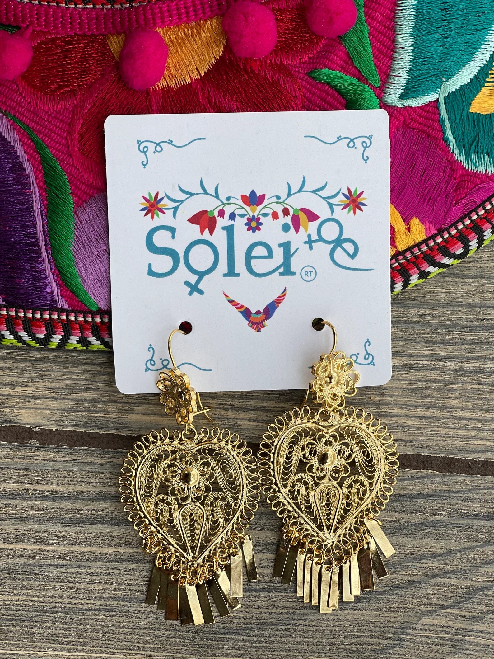 Mexican Artisanal Heart Filigree Earrings. Aretes Corazón. - Solei Store