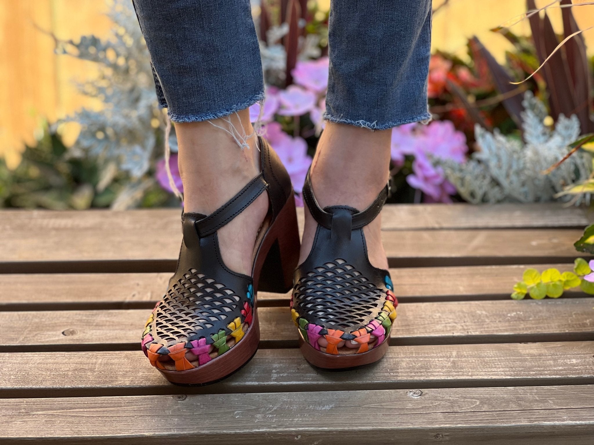 Mexican Artisanal Leather Block Heels. Morelia Heels. - Solei Store