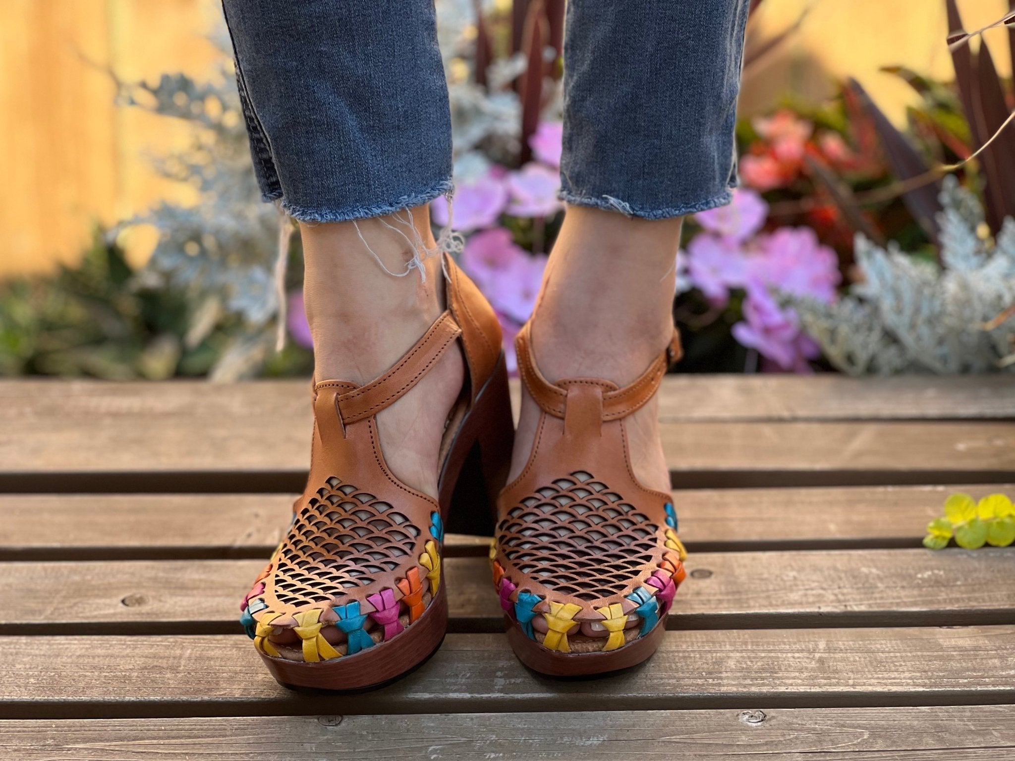 Mexican Artisanal Leather Block Heels. Morelia Heels. - Solei Store