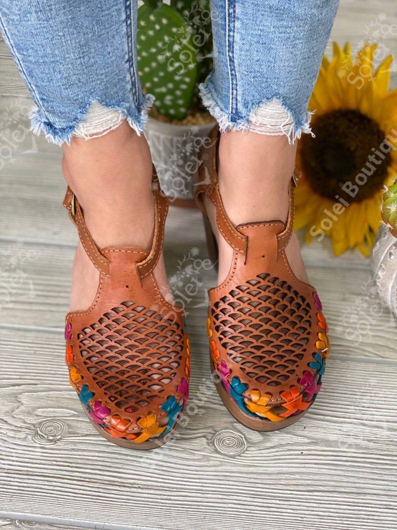 Mexican Artisanal Leather Block Heels. Morelia Heels. - Solei Store