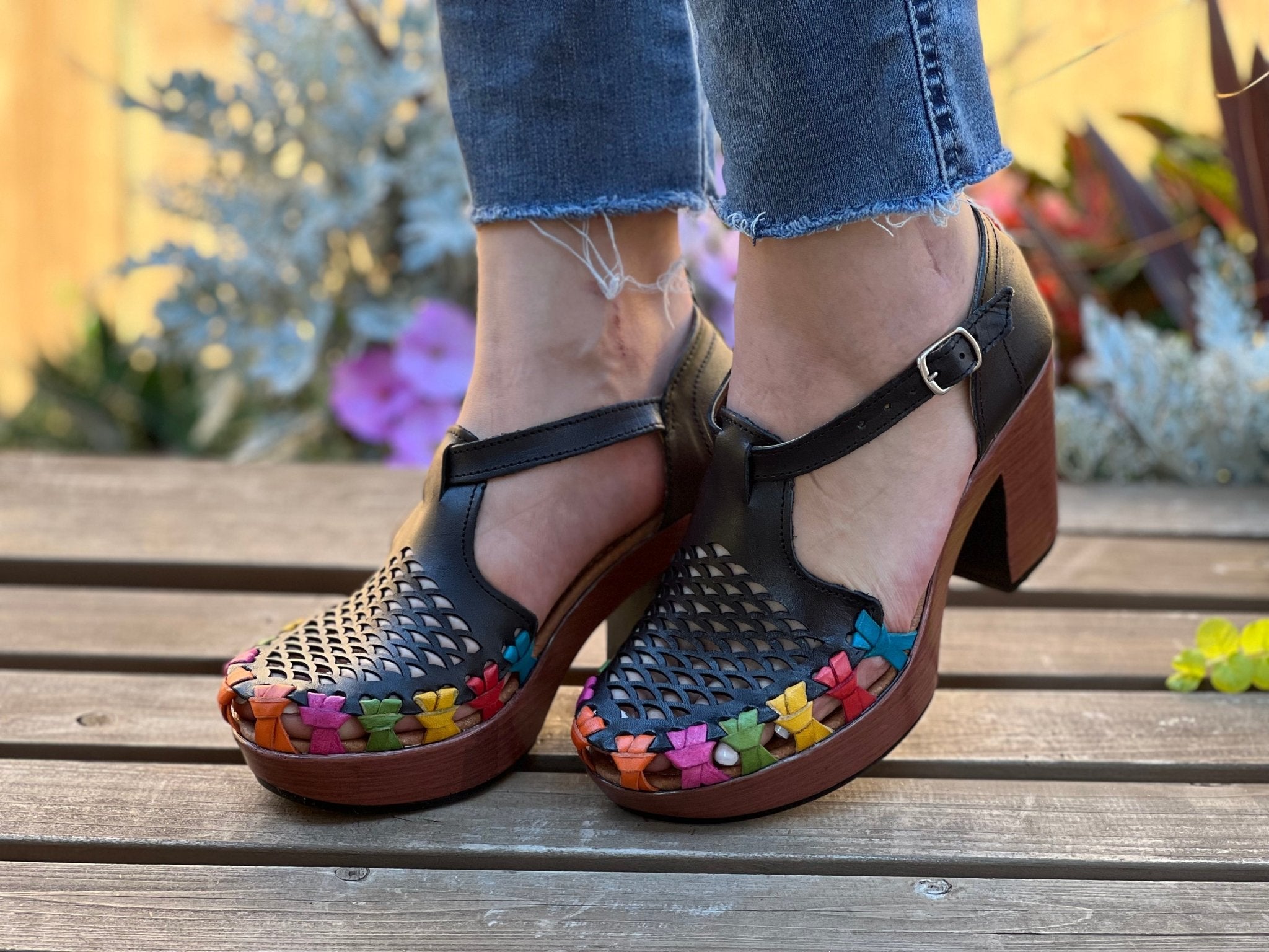 Mexican Artisanal Leather Block Heels. Morelia Heels. - Solei Store