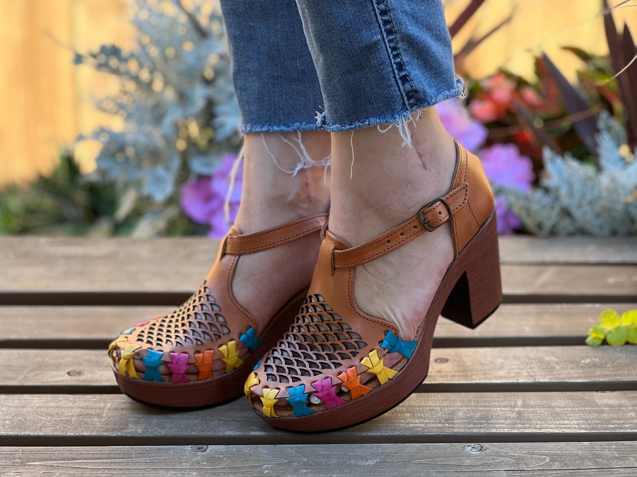 Mexican Artisanal Leather Block Heels. Morelia Heels. - Solei Store