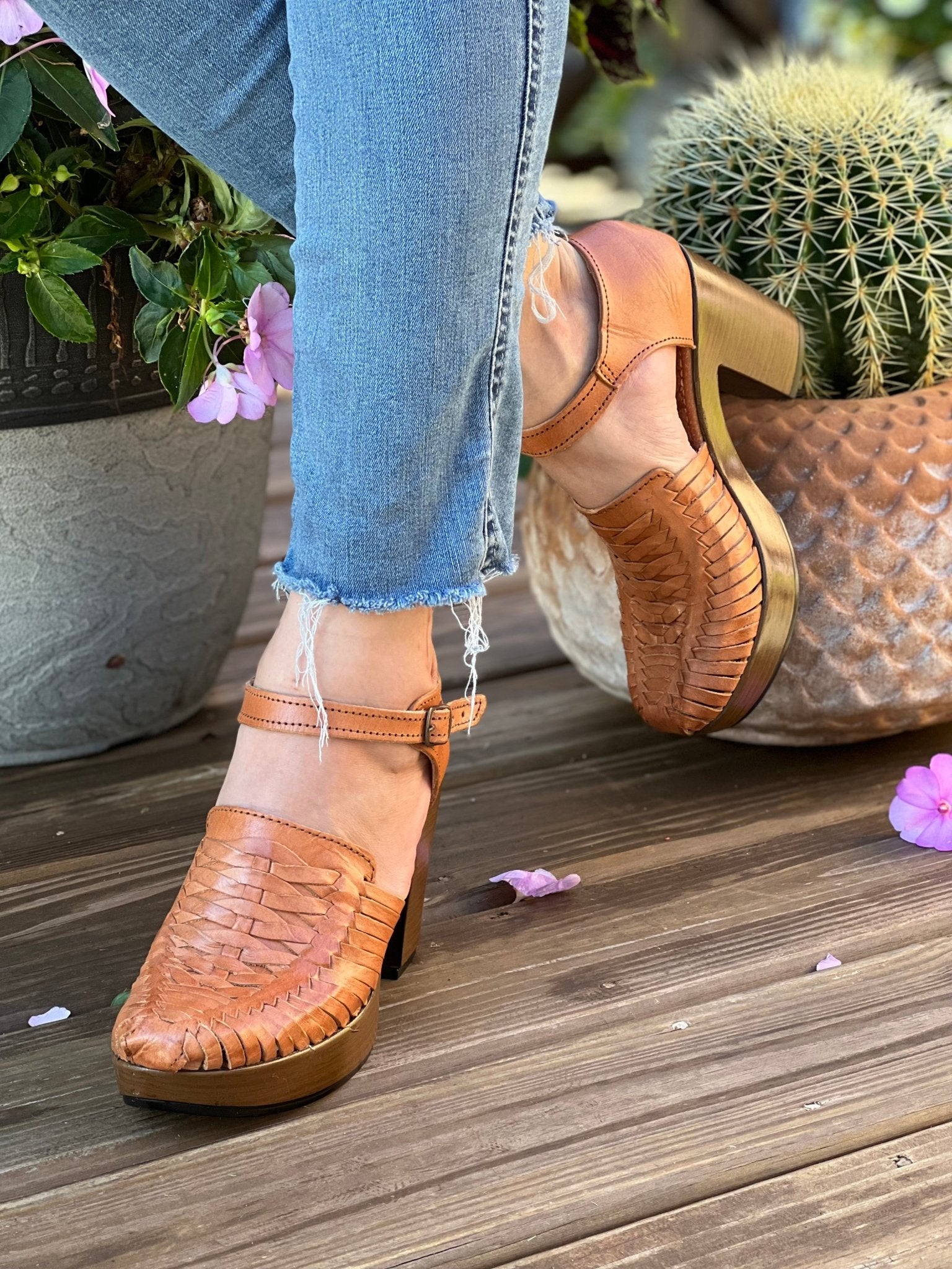 Mexican Artisanal Leather Block Heels. Olivia Heels. - Solei Store