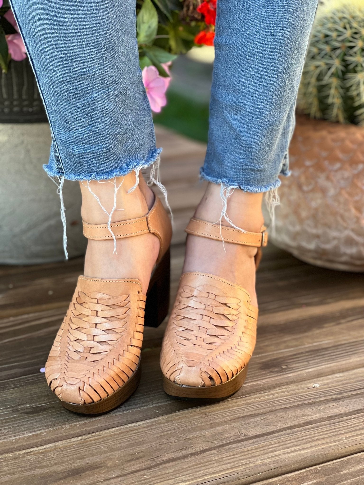 Mexican Artisanal Leather Block Heels. Olivia Heels. - Solei Store