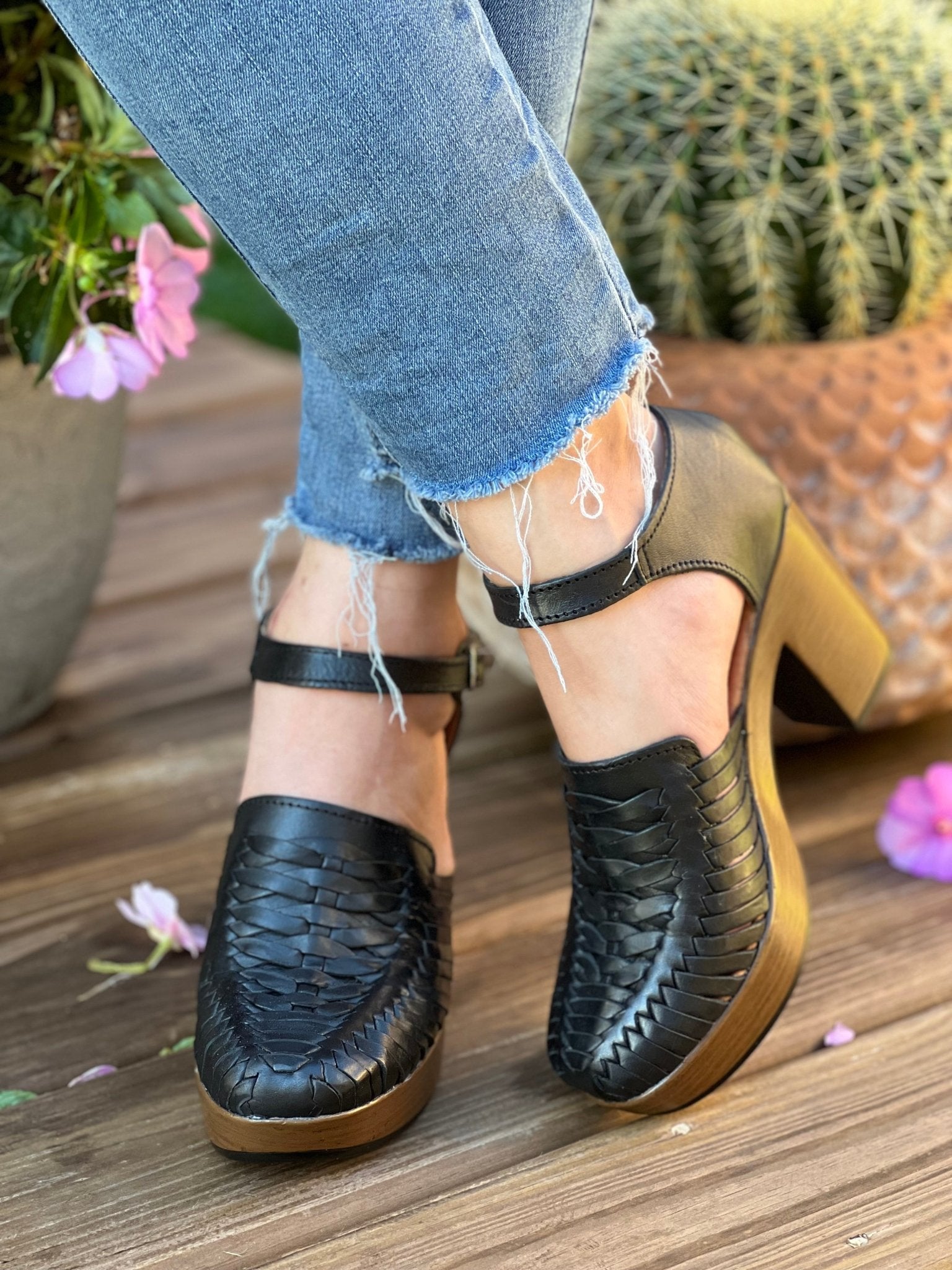 Mexican Artisanal Leather Block Heels. Olivia Heels. - Solei Store