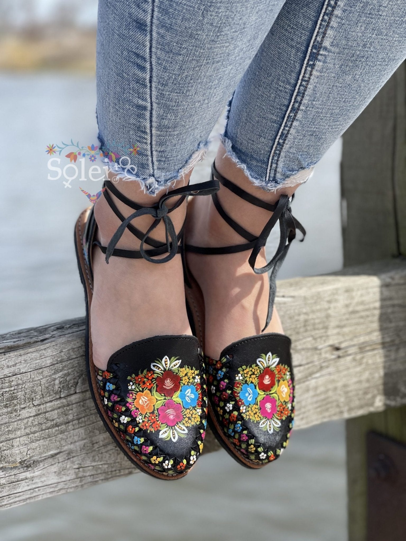 Mexican Artisanal Leather Hand Painted Shoes - Solei Store