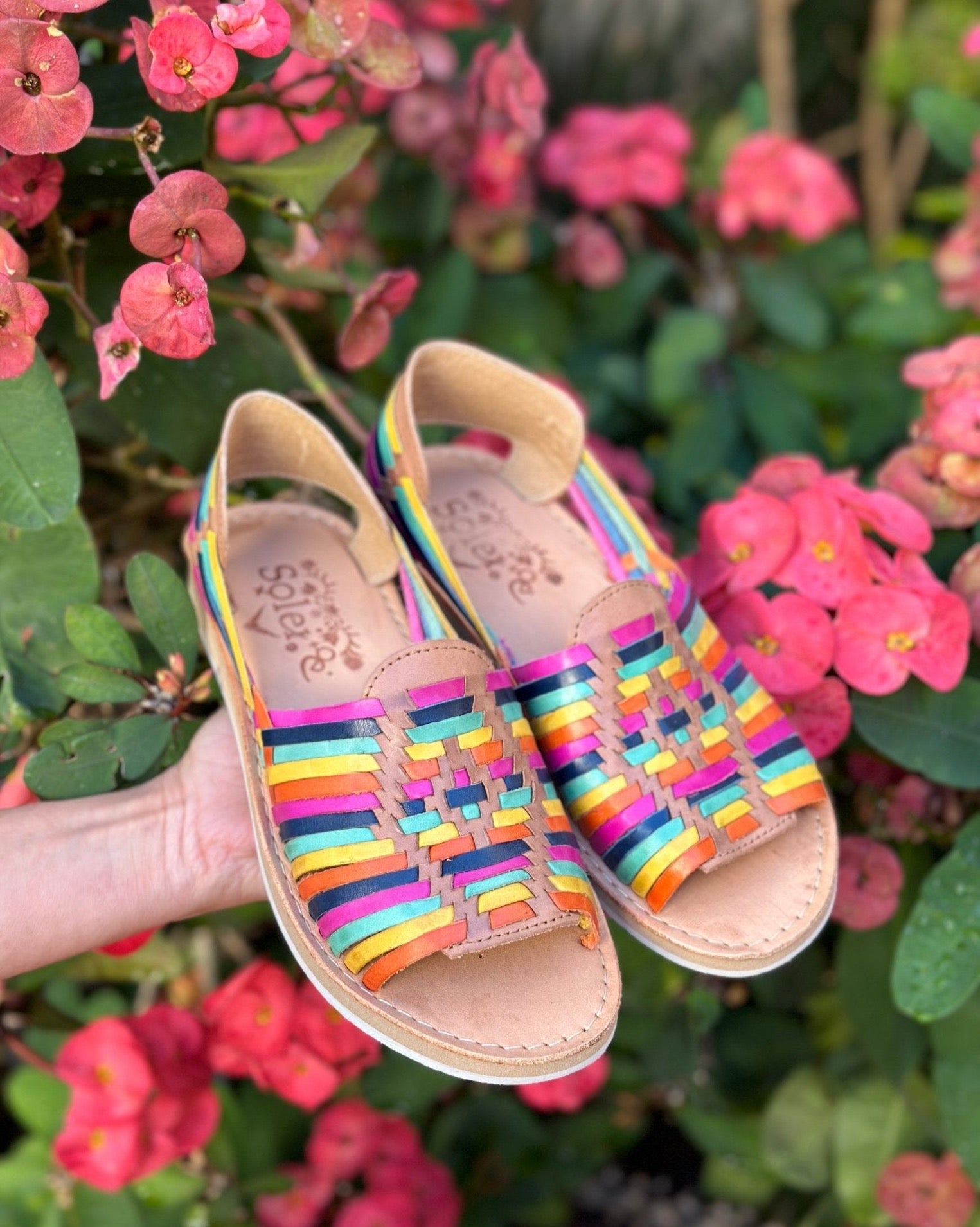 Mexican Artisanal Leather Sandals. Huarache Panchito Multicolor - Solei Store