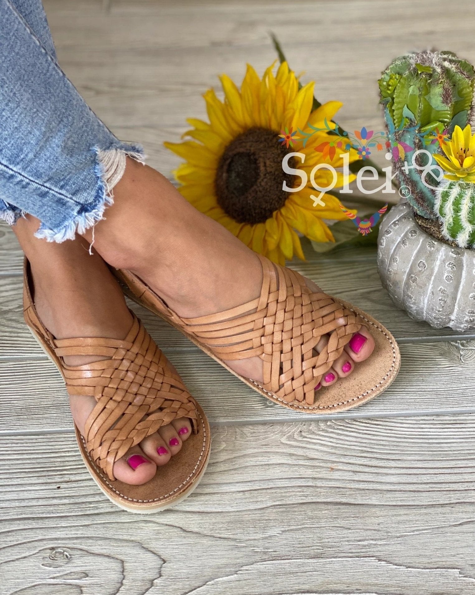 Mexican Artisanal Leather Sandals. Huarache Panchito Trenzado - Solei Store