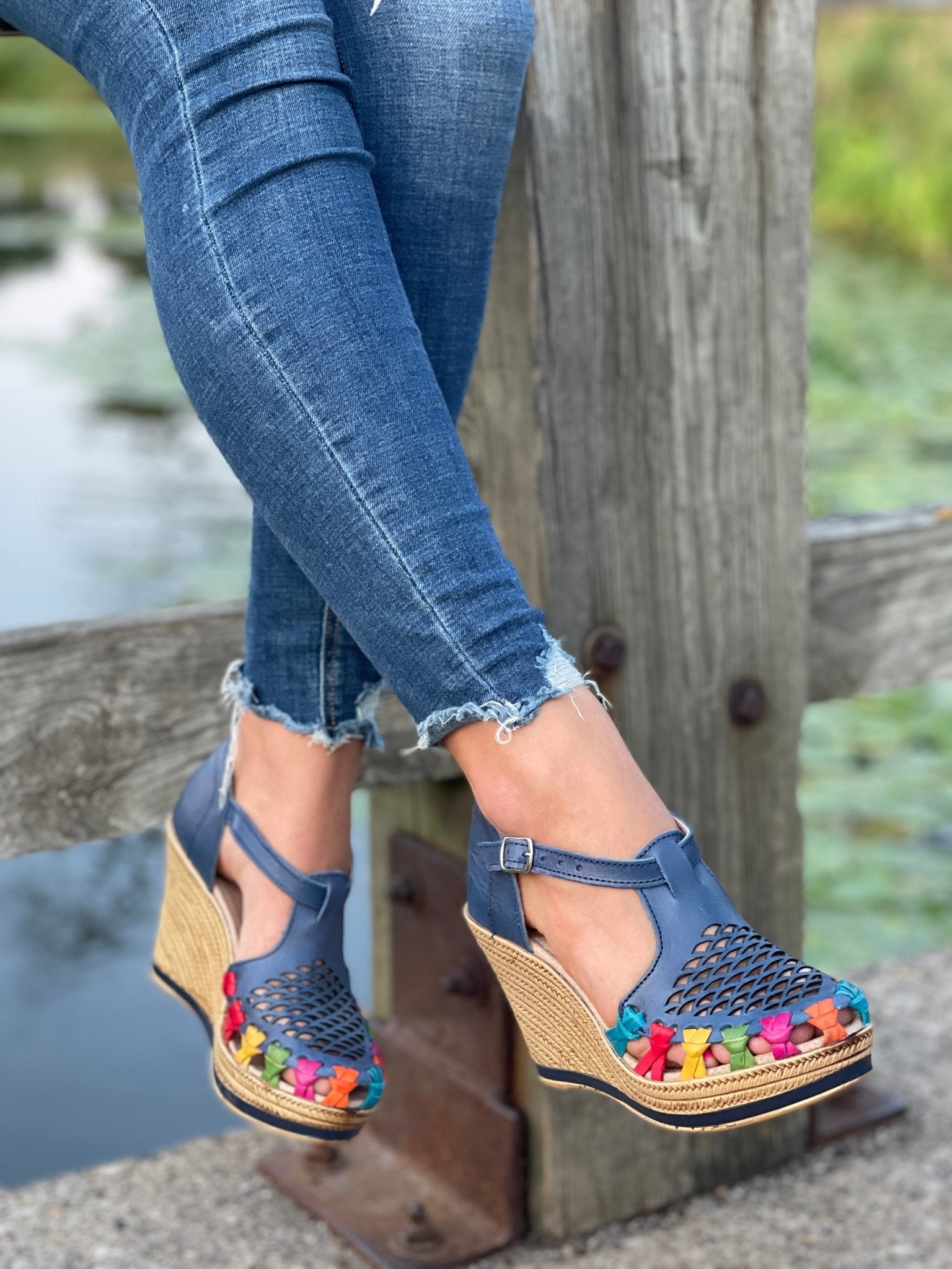 Mexican Artisanal Leather Wedge Heels. Berenice Heels. - Solei Store