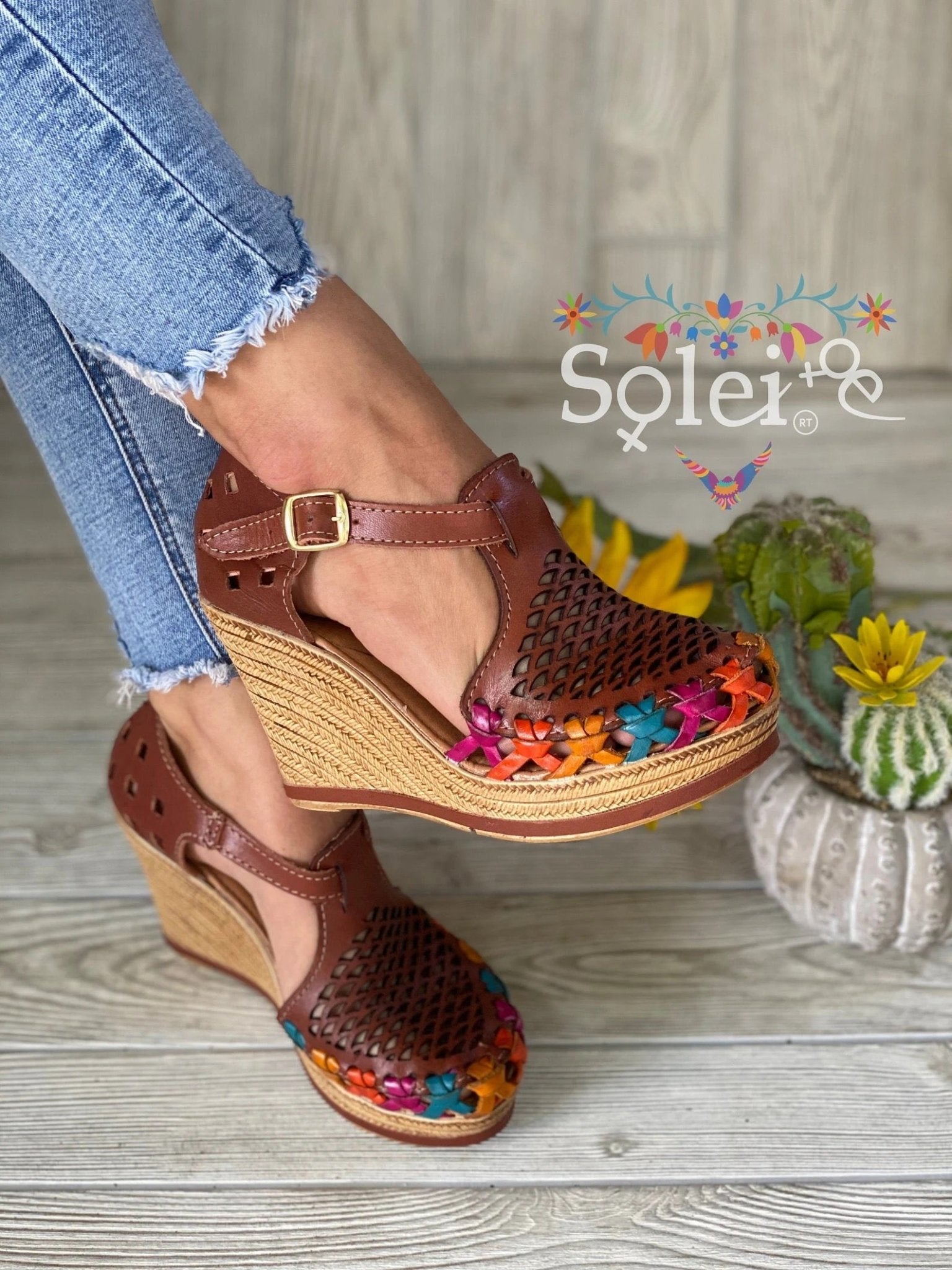 Mexican Artisanal Leather Wedge Heels. Berenice Heels. - Solei Store