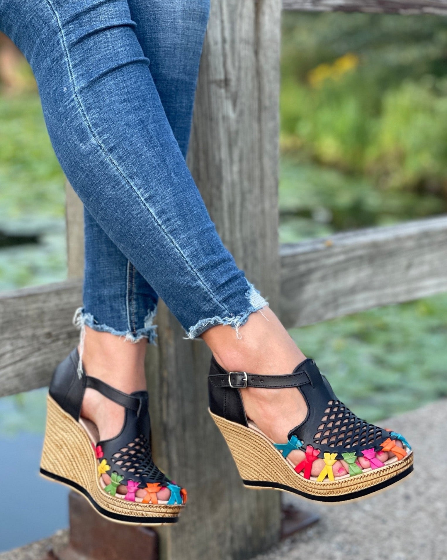 Mexican Artisanal Leather Wedge Heels. Berenice Heels. - Solei Store