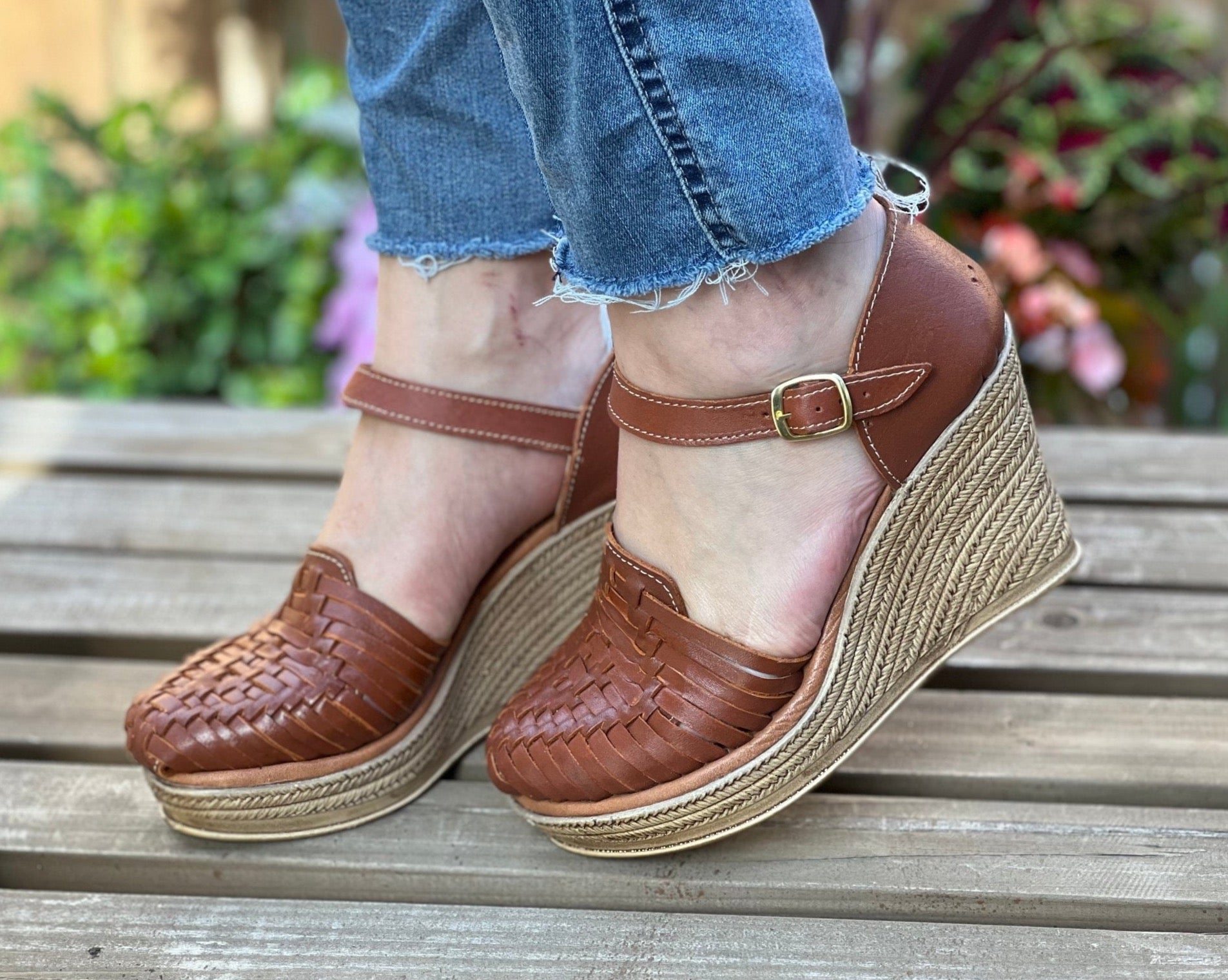 Mexican Artisanal Leather Wedge Heels. Ivanna Heels - Solei Store