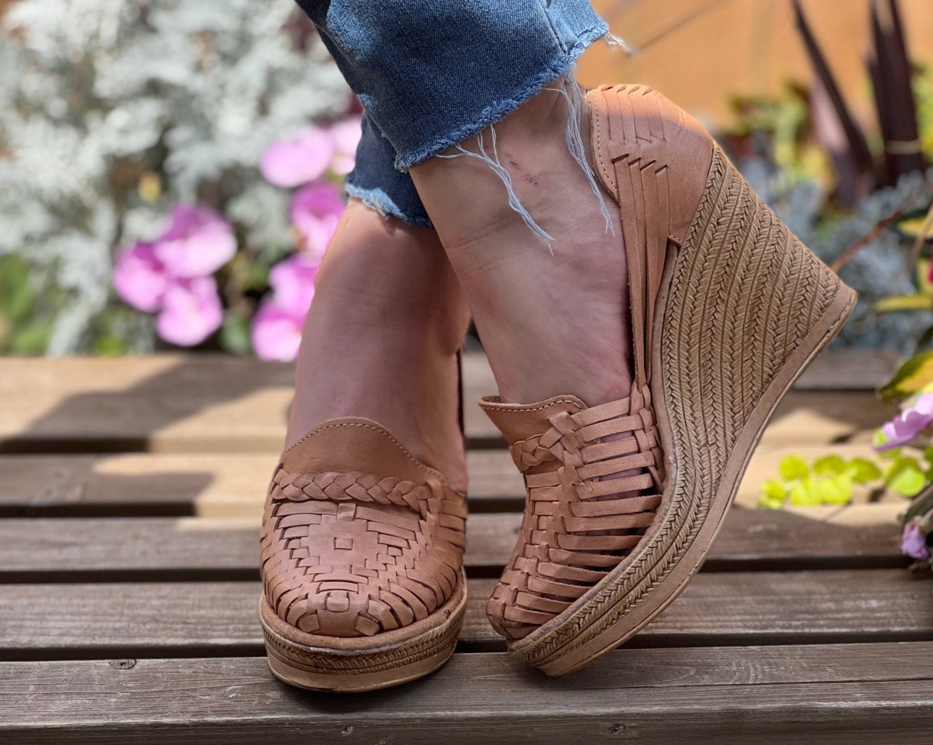 Mexican Artisanal Leather Wedge Heels. Ivonne Heels. - Solei Store