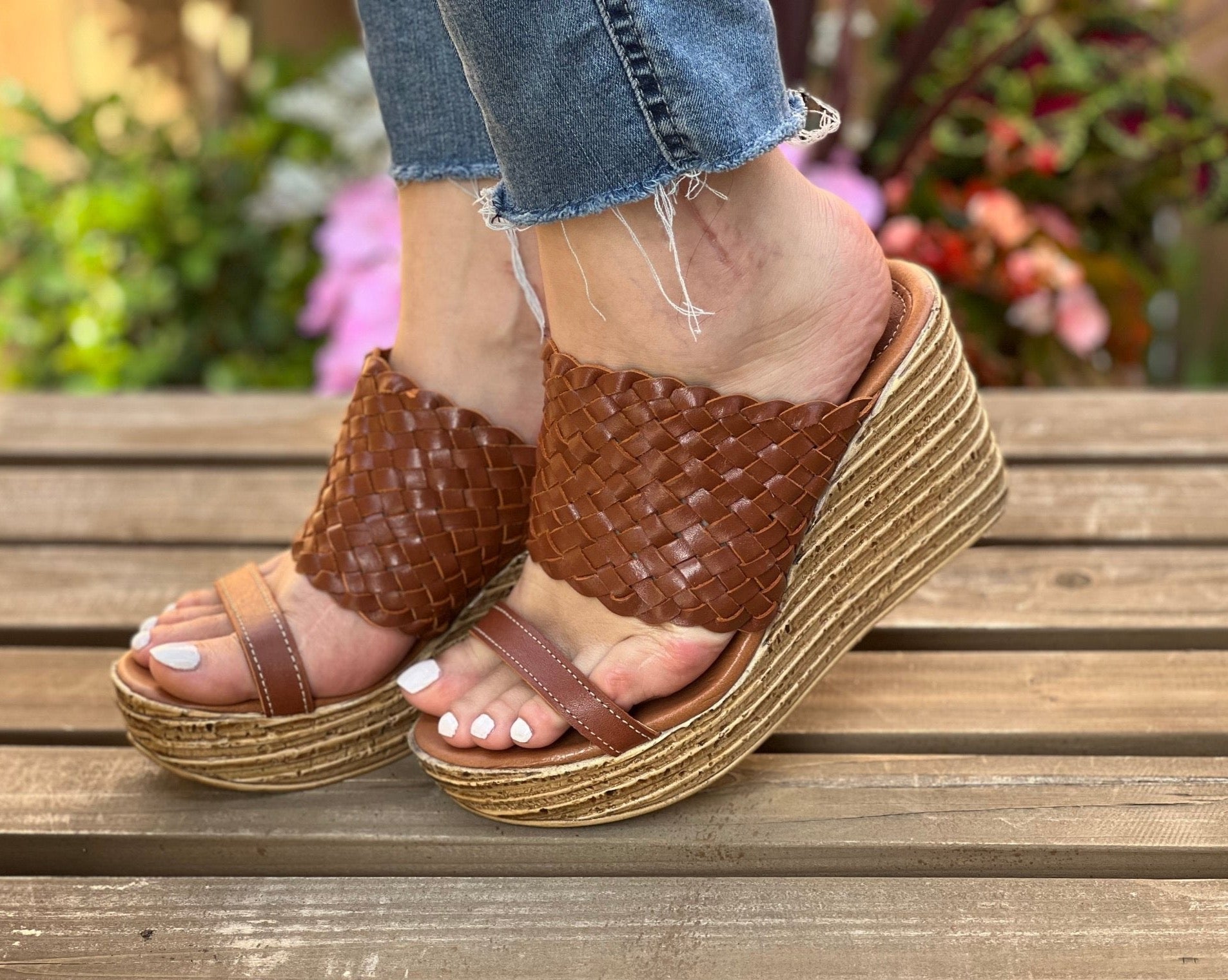 Mexican Artisanal Leather Wedge Heels. Ursula Heels - Solei Store