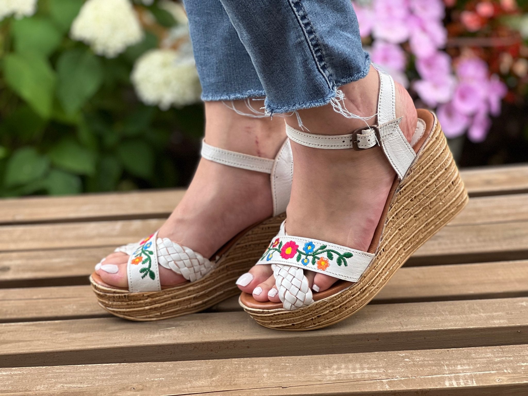 Mexican Artisanal Leather Wedge Heels. Yuli Heels - Solei Store