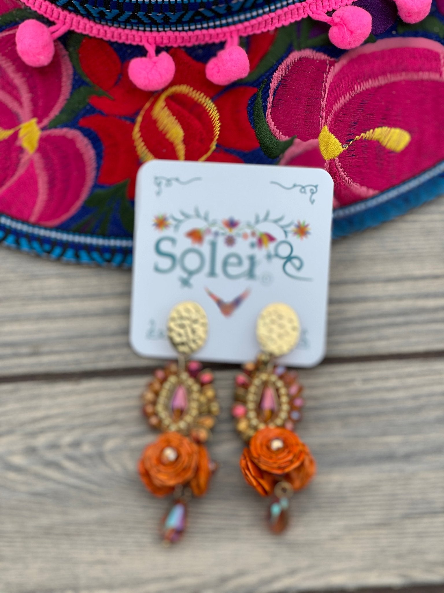 Mexican Artisanal Palm Leaf Earrings. Aretes Palma Racimo - Solei Store