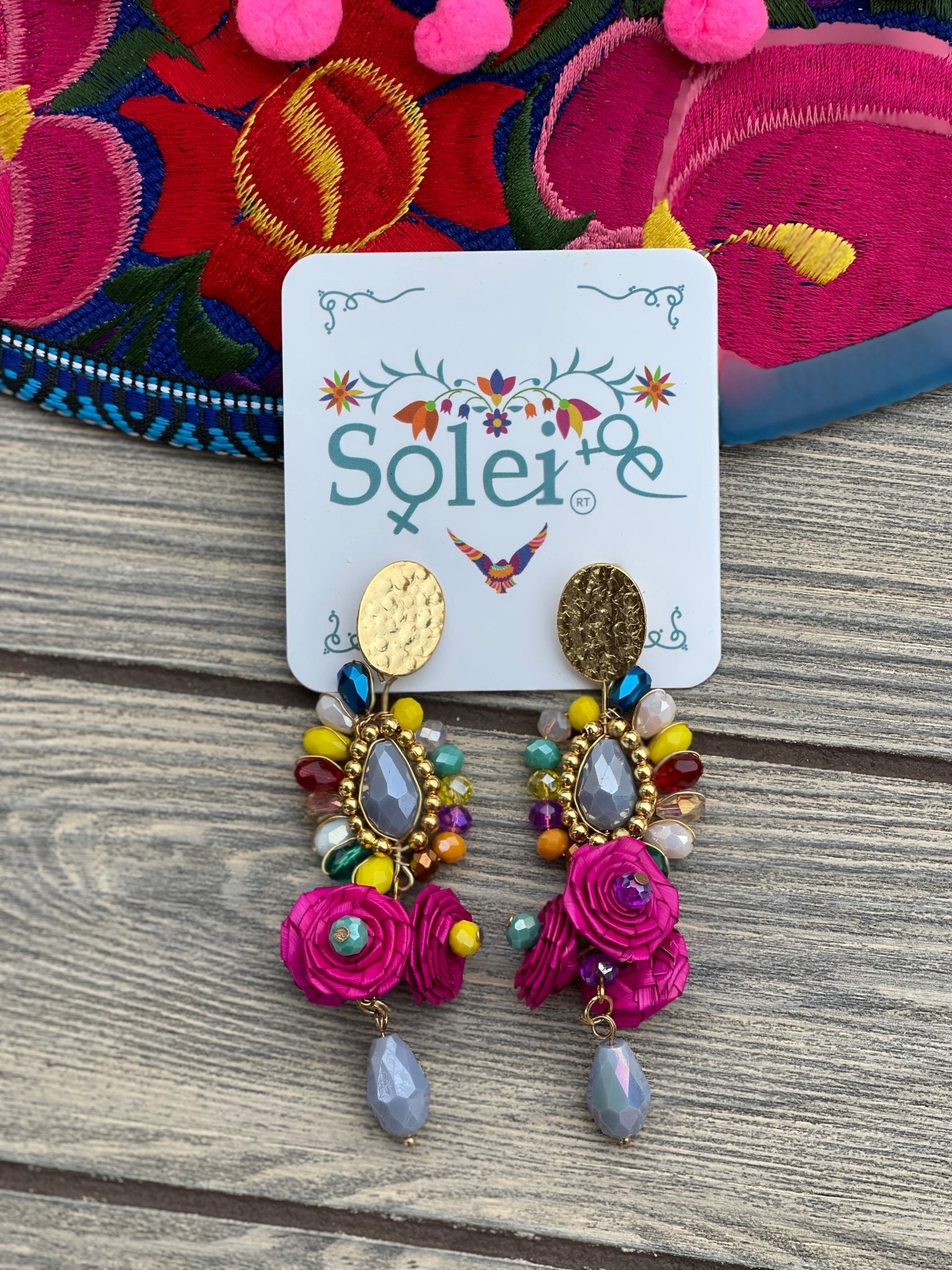 Mexican Artisanal Palm Leaf Earrings. Aretes Palma Racimo - Solei Store