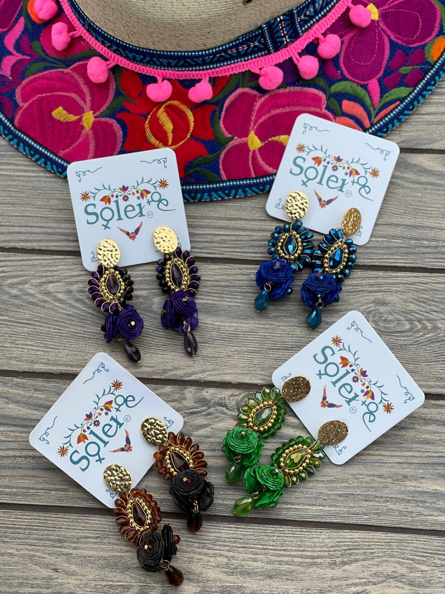 Mexican Artisanal Palm Leaf Earrings. Aretes Palma Racimo - Solei Store
