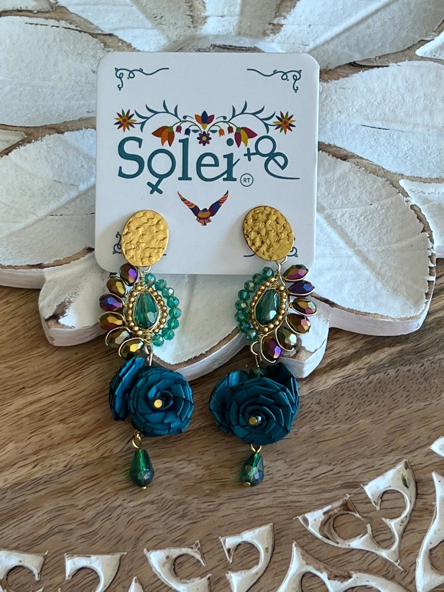 Mexican Artisanal Palm Leaf Earrings. Aretes Palma Racimo. - Solei Store