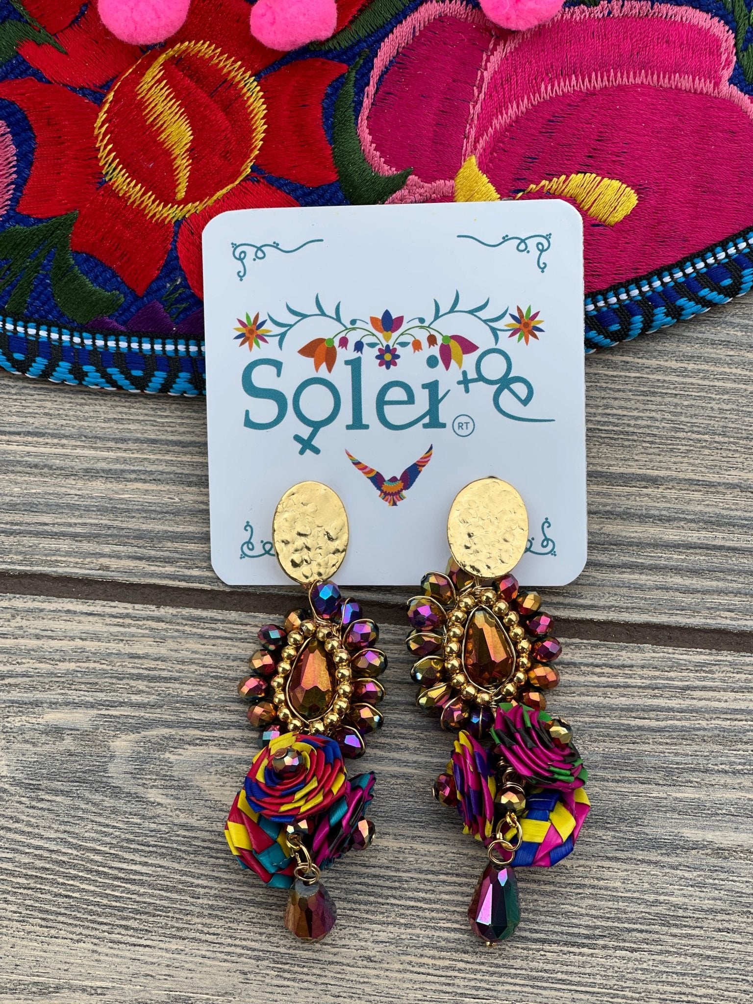 Mexican Artisanal Palm Leaf Earrings. Aretes Palma Racimo - Solei Store