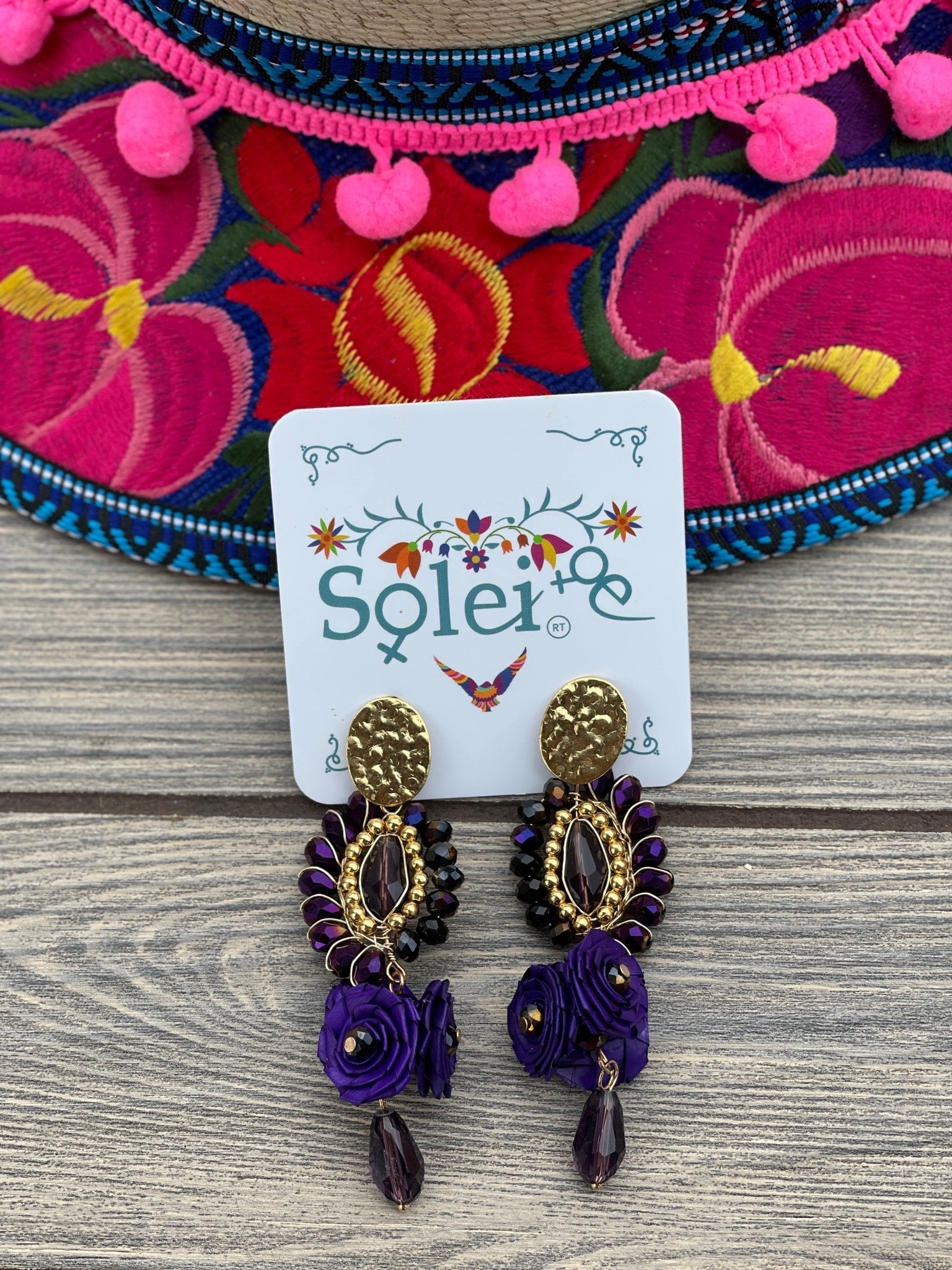 Mexican Artisanal Palm Leaf Earrings. Aretes Palma Racimo - Solei Store