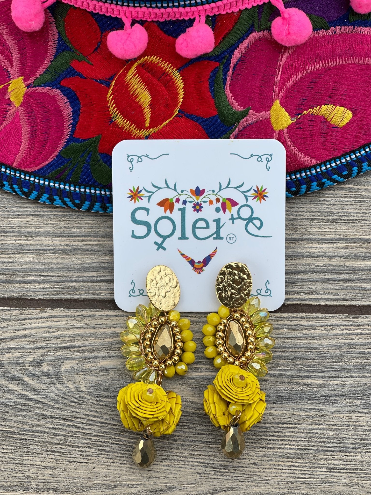Mexican Artisanal Palm Leaf Earrings. Aretes Palma Racimo - Solei Store