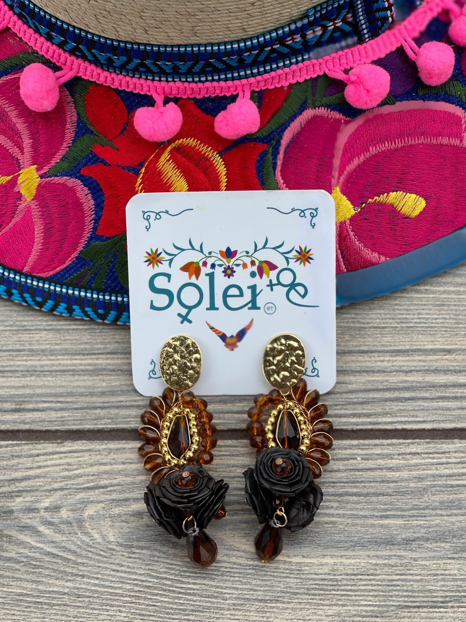 Mexican Artisanal Palm Leaf Earrings. Aretes Palma Racimo - Solei Store