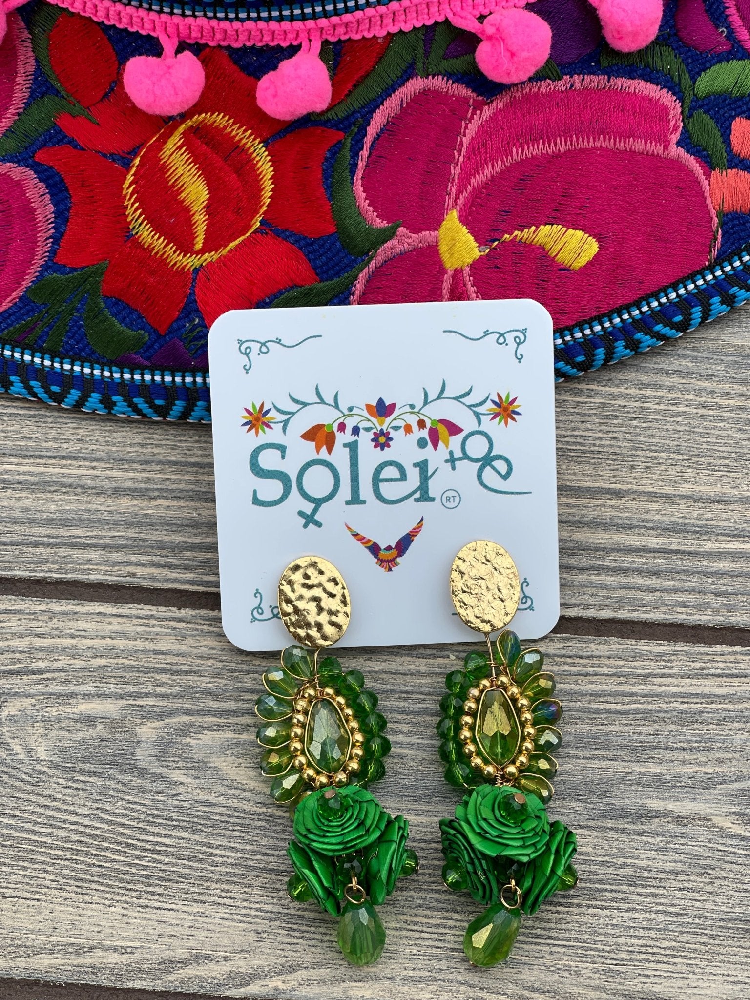 Mexican Artisanal Palm Leaf Earrings. Aretes Palma Racimo - Solei Store