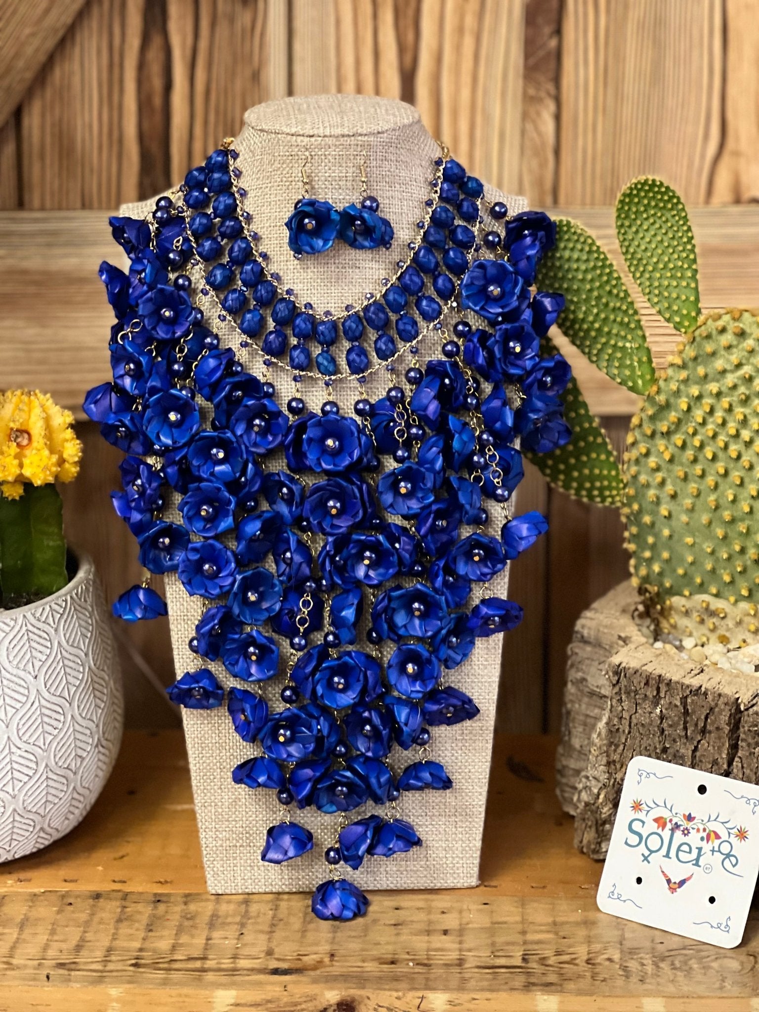 Mexican Artisanal Palm Leaf Flower Jewelry Set. Set Palma Cascada. - Solei Store