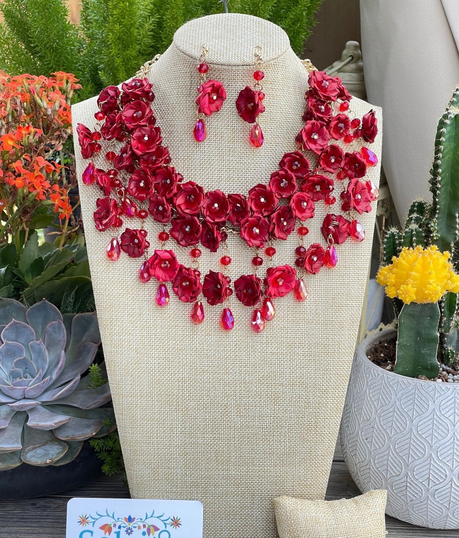Mexican Artisanal Palm Leaf Necklace & Earrings Jewelry Set. Set Palma Citlali - Solei Store
