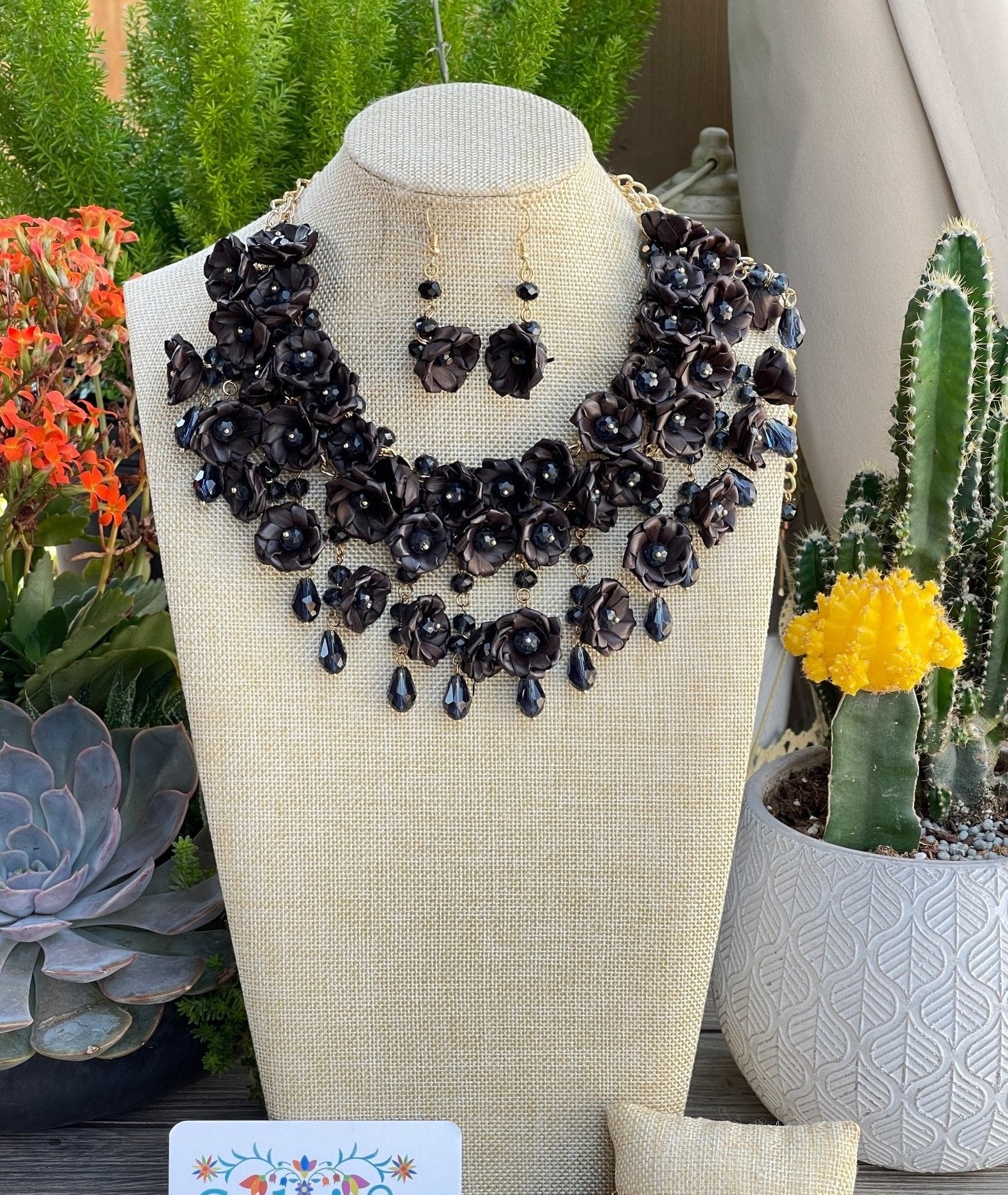 Mexican Artisanal Palm Leaf Necklace & Earrings Jewelry Set. Set Palma Citlali - Solei Store