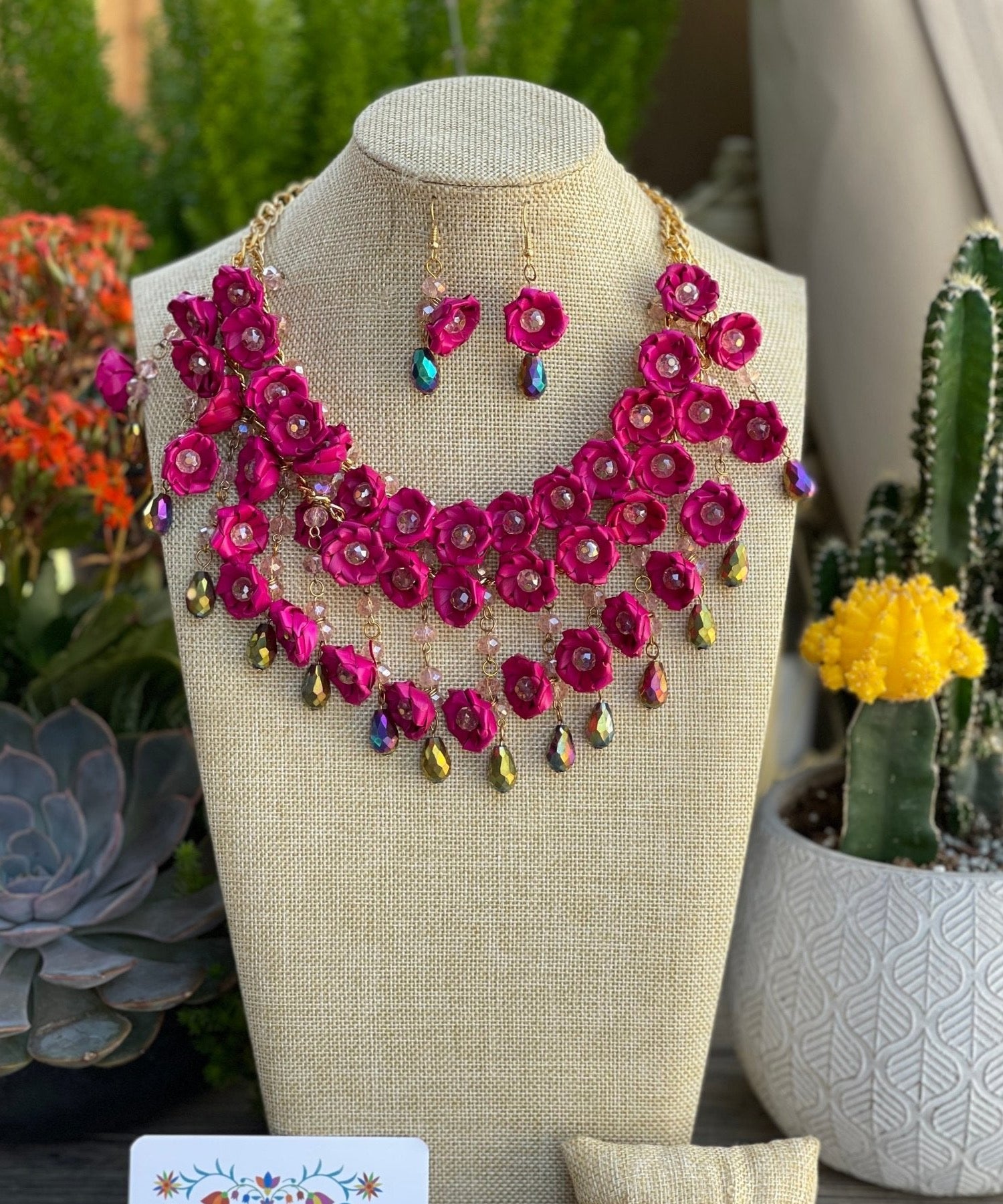Mexican Artisanal Palm Leaf Necklace & Earrings Jewelry Set. Set Palma Citlali - Solei Store