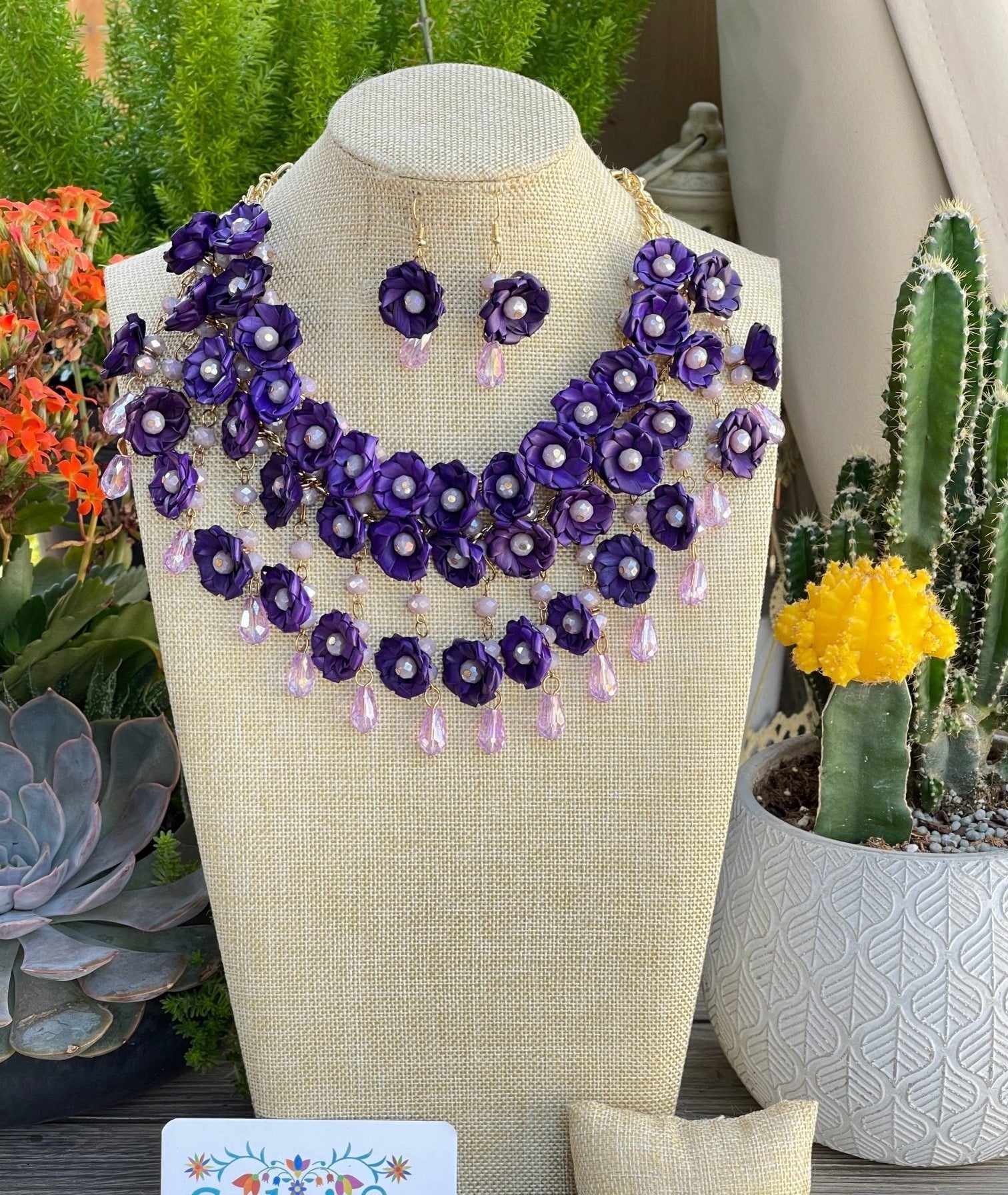 Mexican Artisanal Palm Leaf Necklace & Earrings Jewelry Set. Set Palma Citlali - Solei Store
