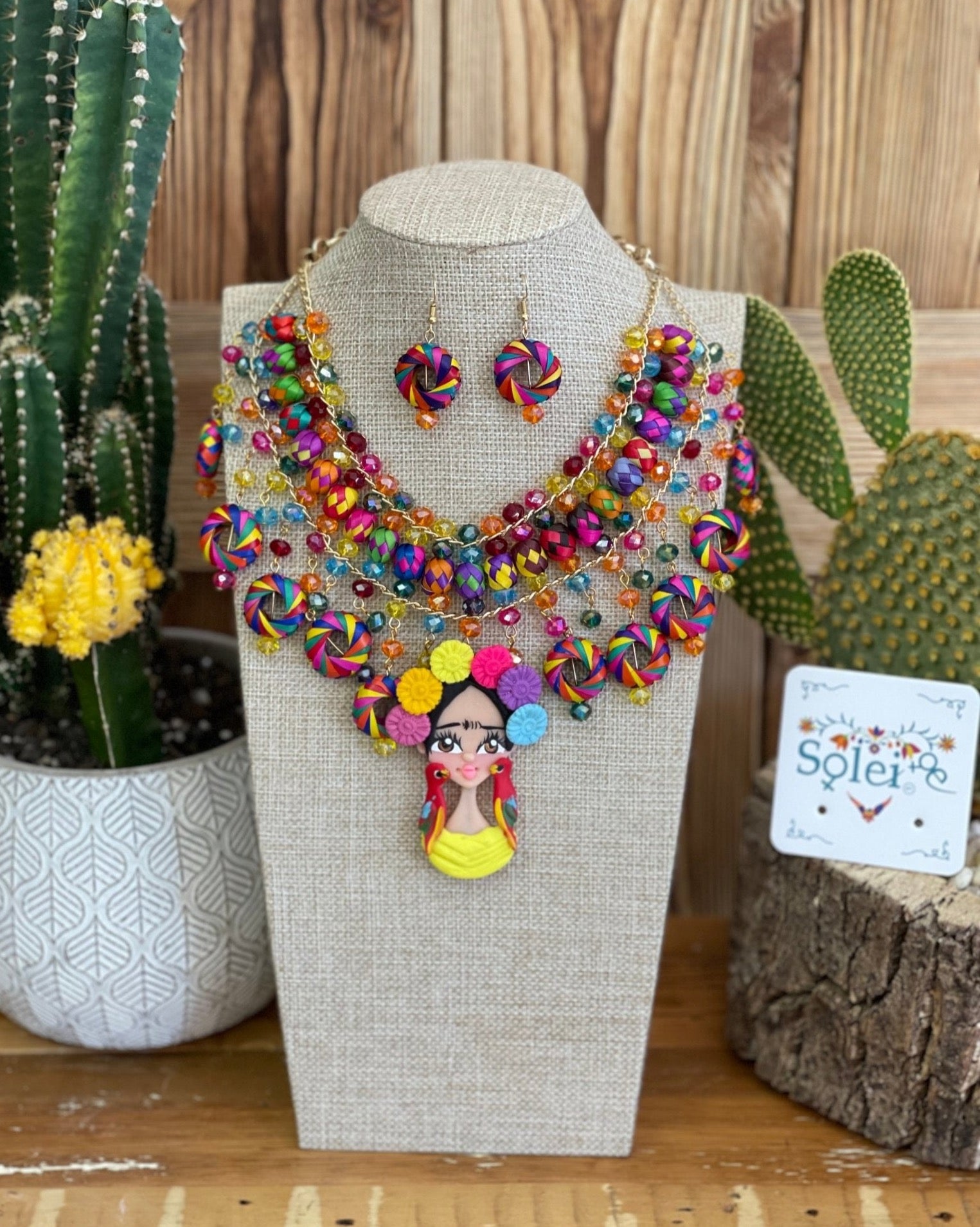 Mexican Artisanal Palm Leaf Tropical Jewelry Set. Palma Tropical Jewelry Set. - Solei Store