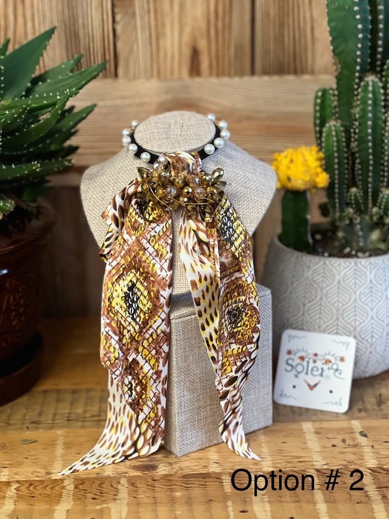 Mexican Artisanal Ponytail Scarf Hair Bow. Mascada Artesanal - Solei Store