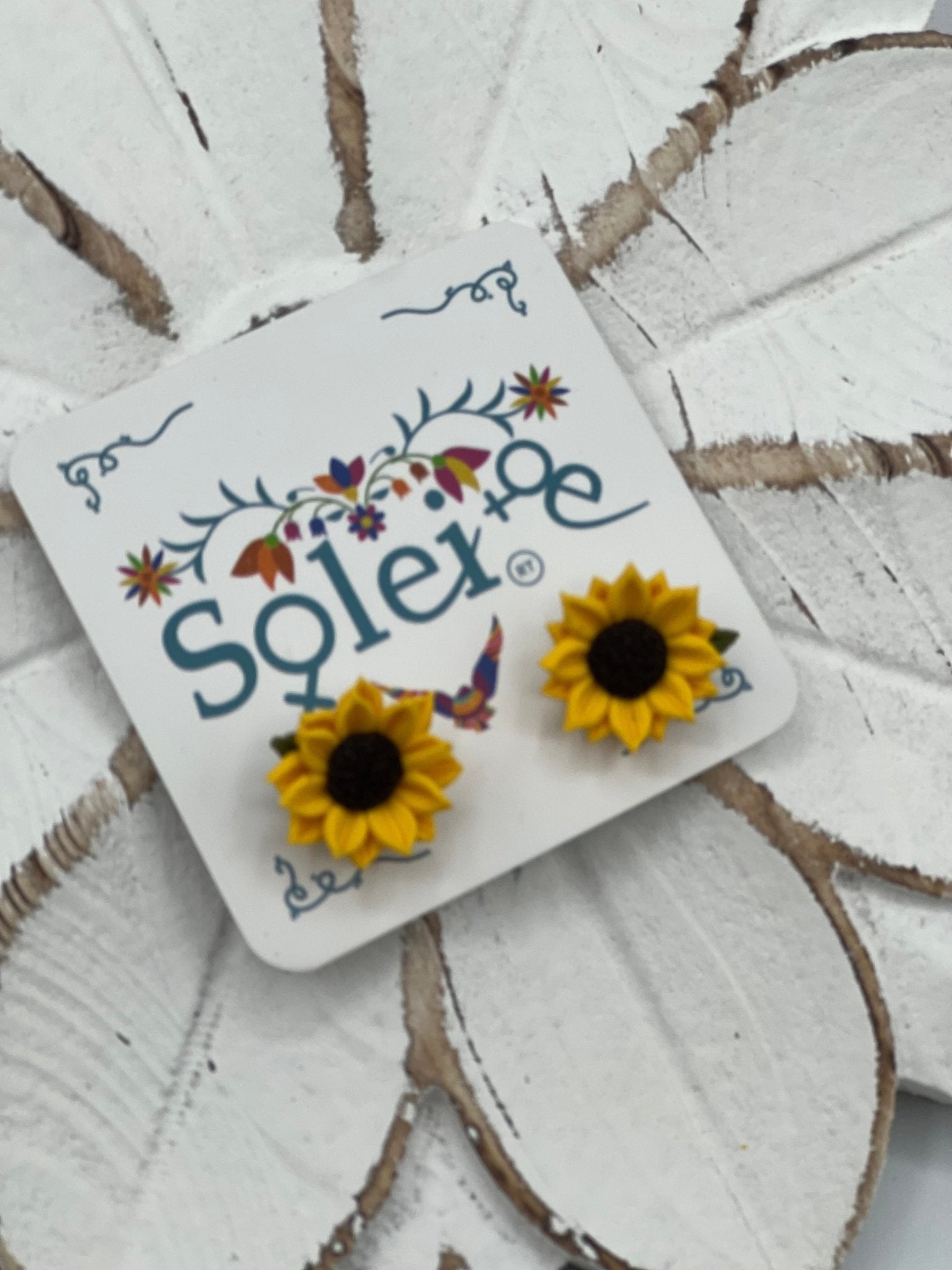 Mexican Artisanal Sunflower Earrings. Girasol Migajon Earrings. - Solei Store