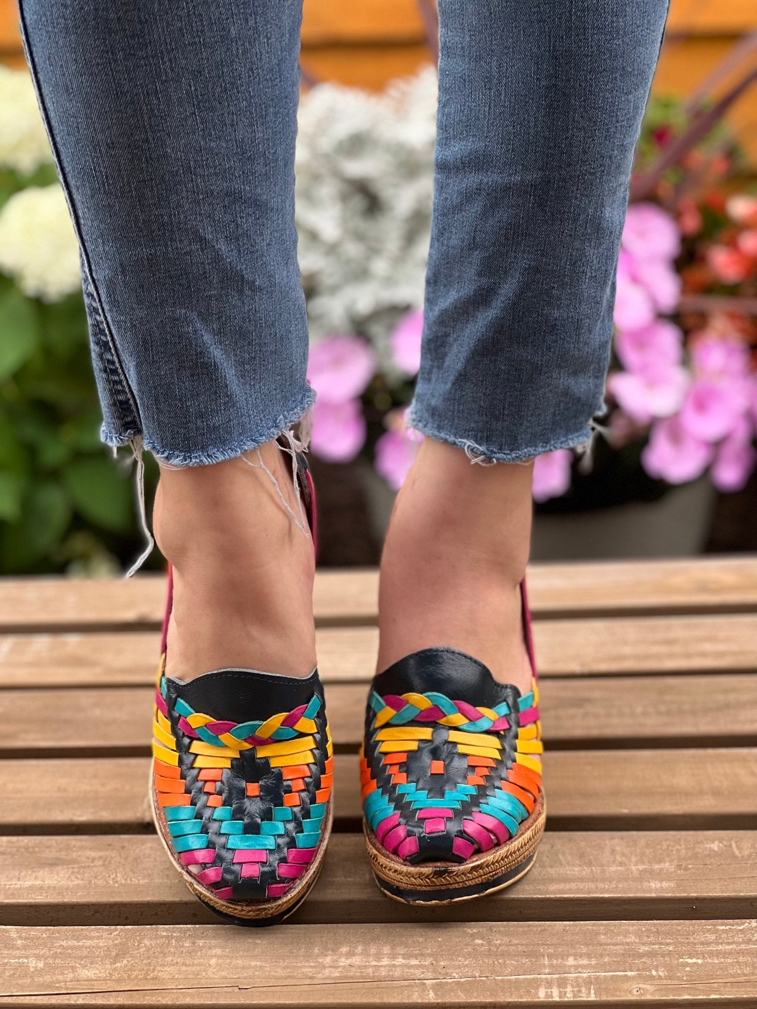 Mexican Artisanal Wedge Leather Sandal. Ivonne Multi Heels. - Solei Store