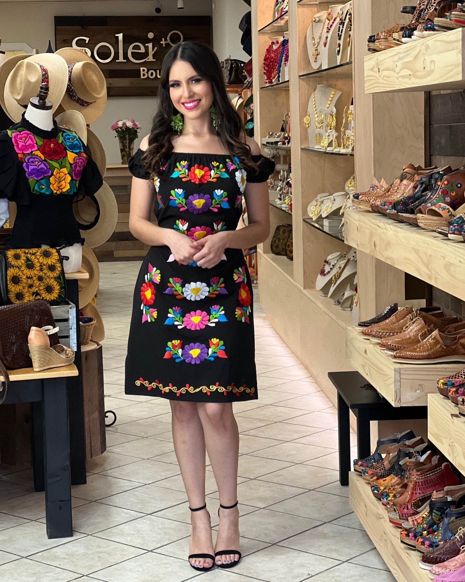 Mexican Colorful Embroidered Dress. Vestido Sara - Solei Store