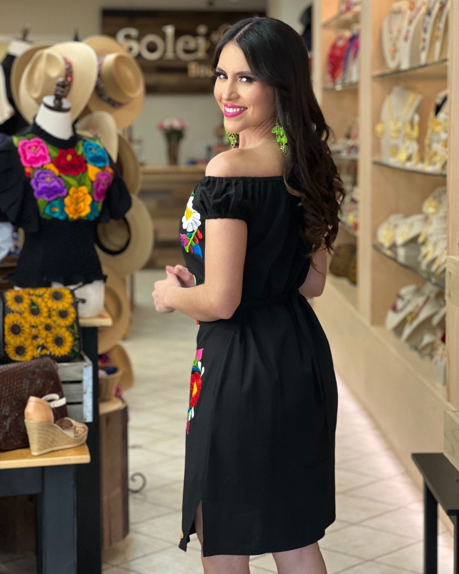 Mexican Colorful Embroidered Dress. Vestido Sara - Solei Store