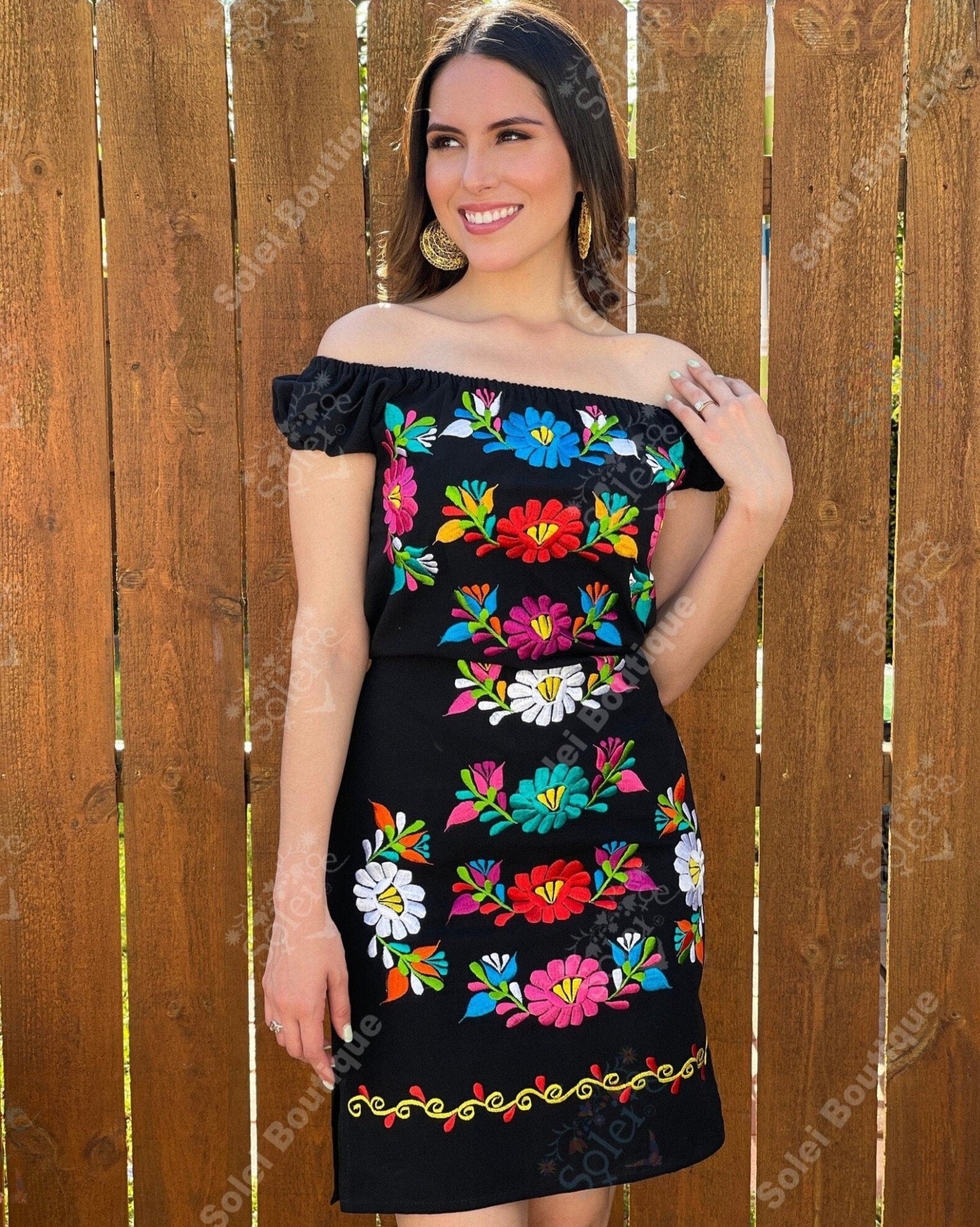 Mexican Colorful Embroidered Dress. Vestido Sara - Solei Store
