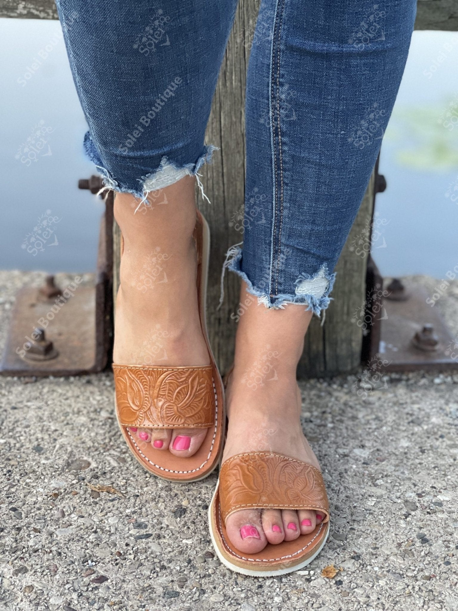 Mexican Die Cut Leather Sandals - Solei Store