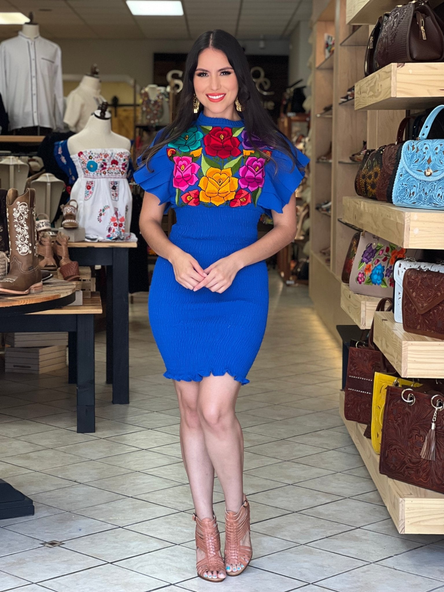 Mexican Embroidered Bodycon Dress. Ursula Dress - Solei Store