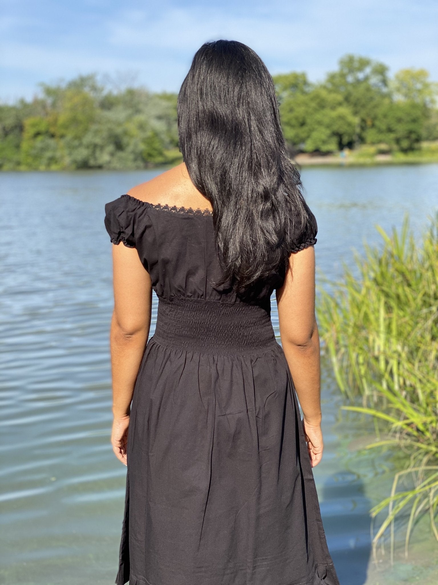 Mexican Embroidered Floral Plunge Dress. Yamileth Dress. - Solei Store