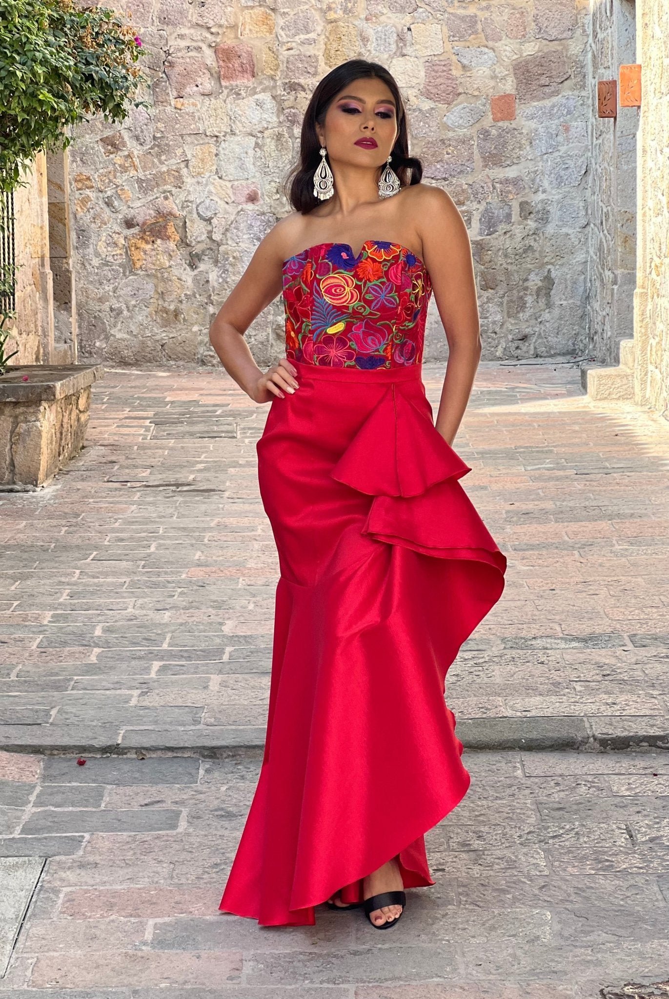Mexican Embroidered Formal Dress. Karime Dress. - Solei Store