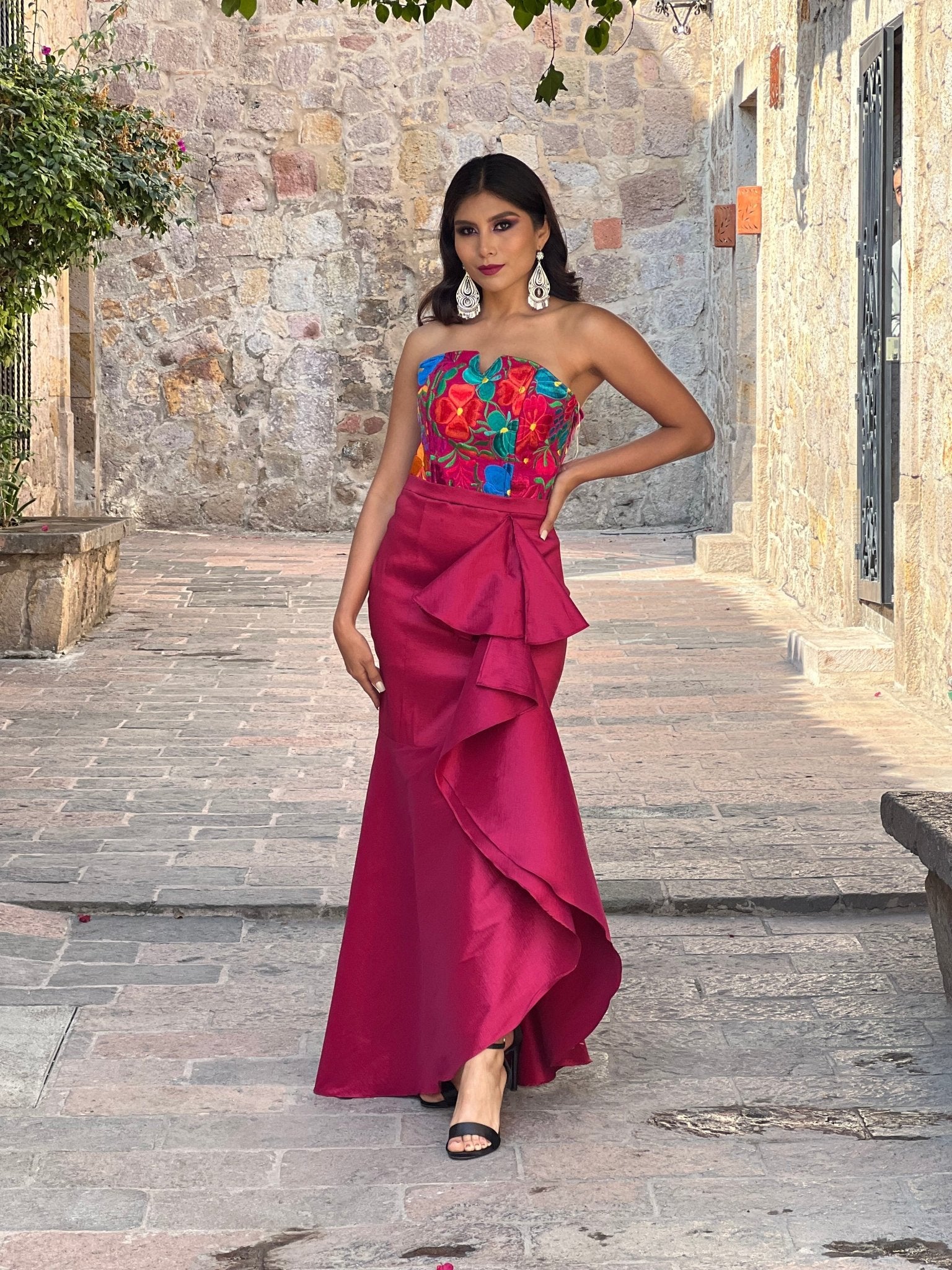 Mexican Embroidered Formal Dress. Karime Dress. - Solei Store