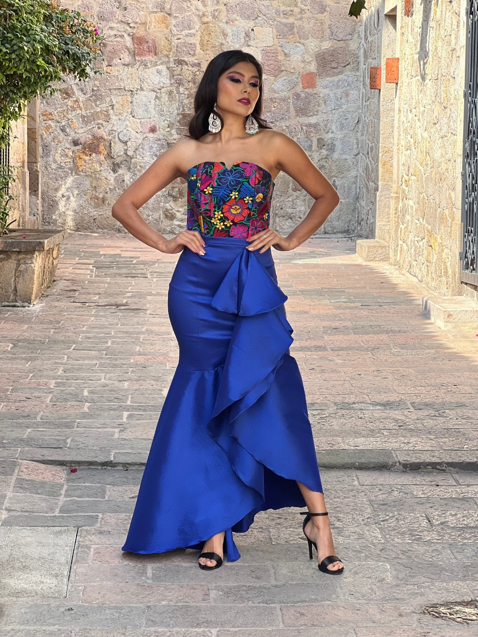 Mexican Embroidered Formal Dress. Karime Dress. - Solei Store
