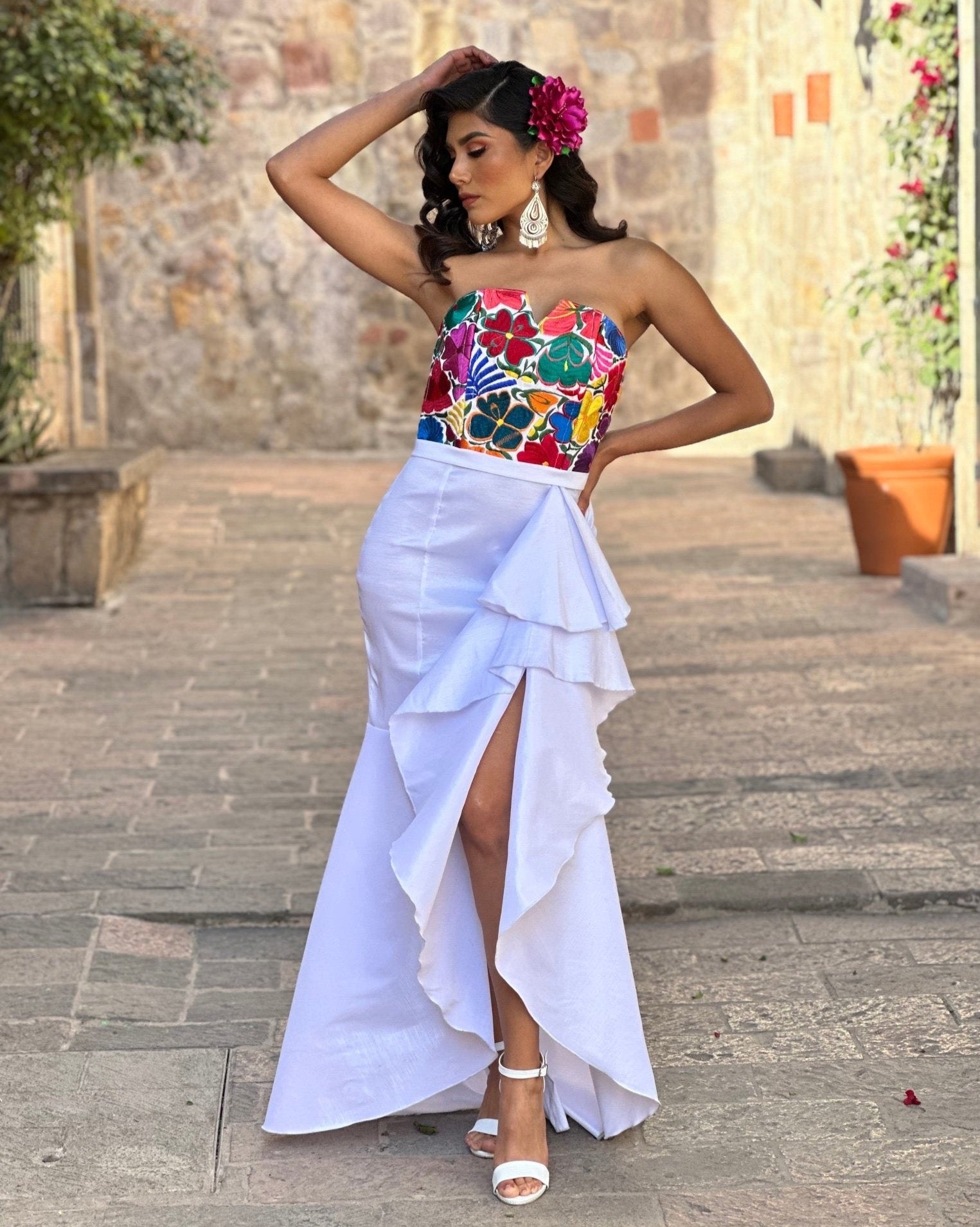 Mexican Embroidered Formal Dress. Karime Dress. - Solei Store
