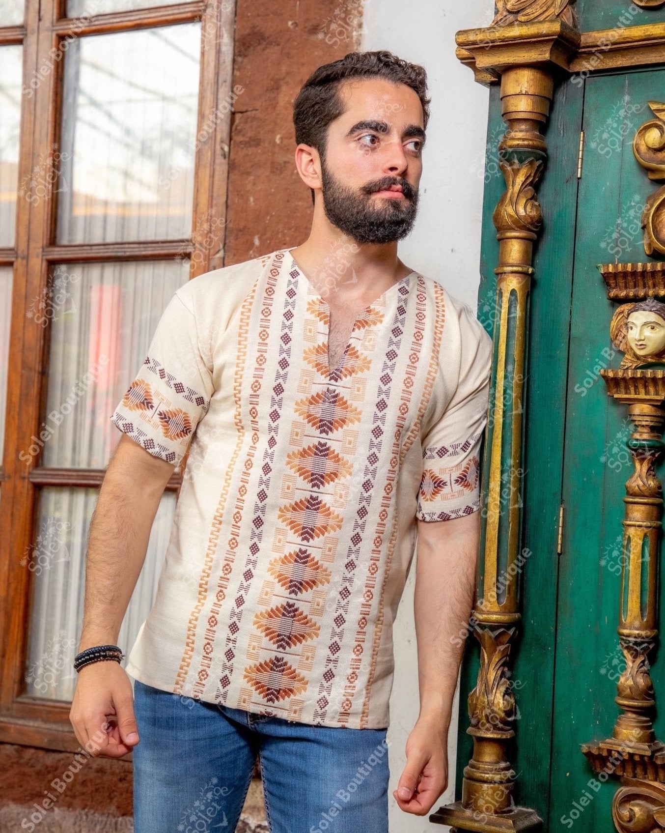 Mexican Embroidered Guayabera for Men. Guayabera Guatemala. - Solei Store