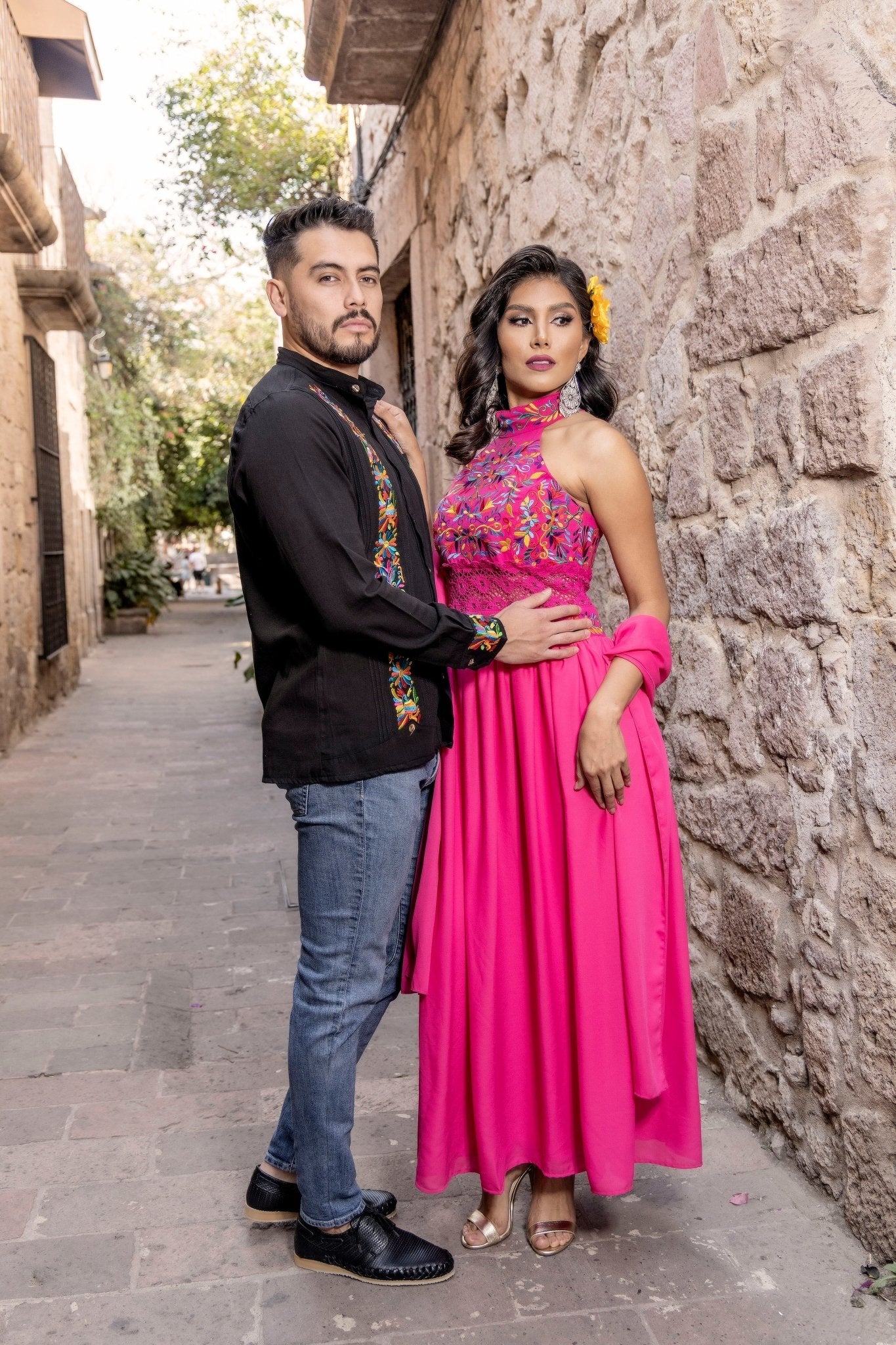 Mexican Embroidered Halter Dress. Tulum Dress. - Solei Store